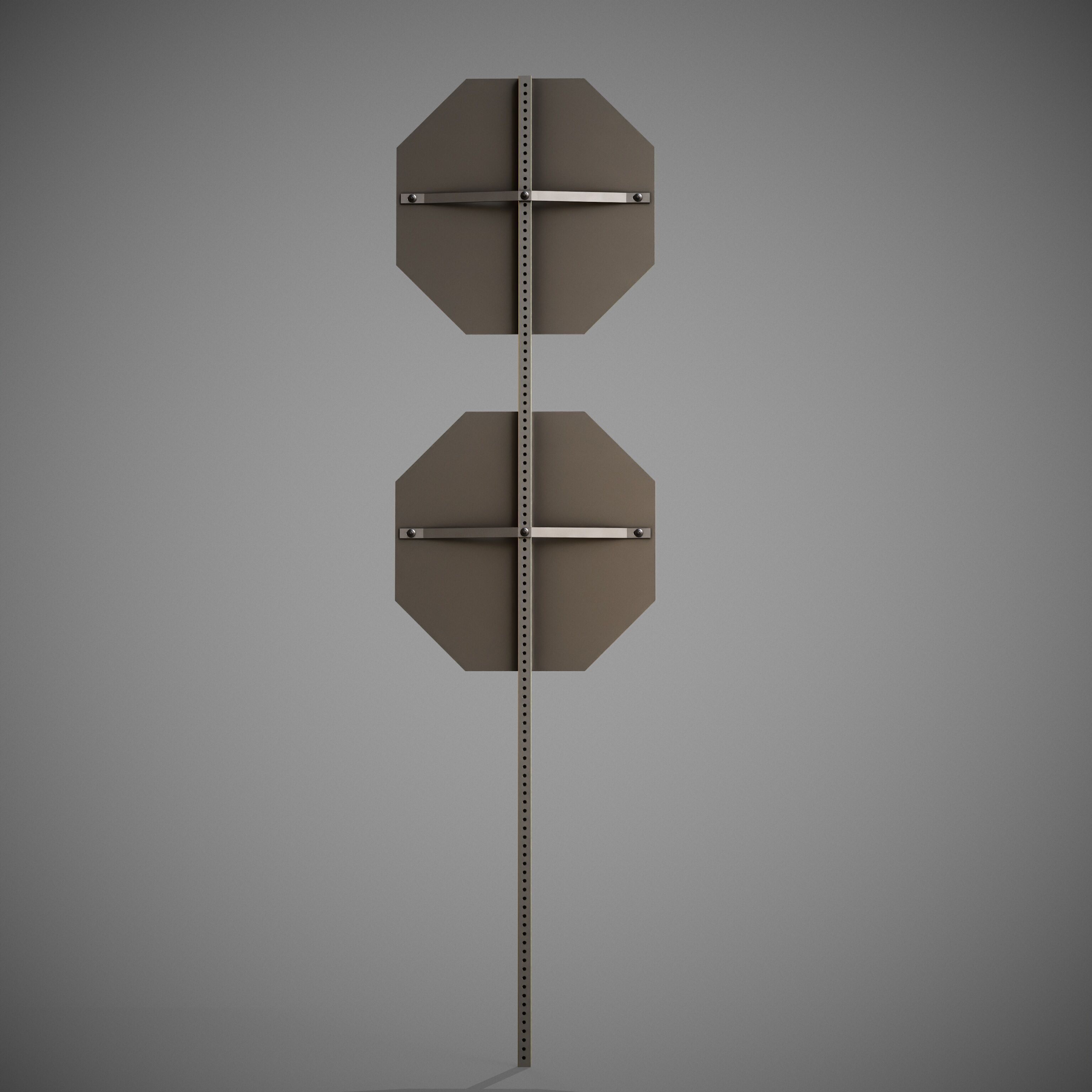 STOP Sign with Post new and old versions Low-poly 3D model_19