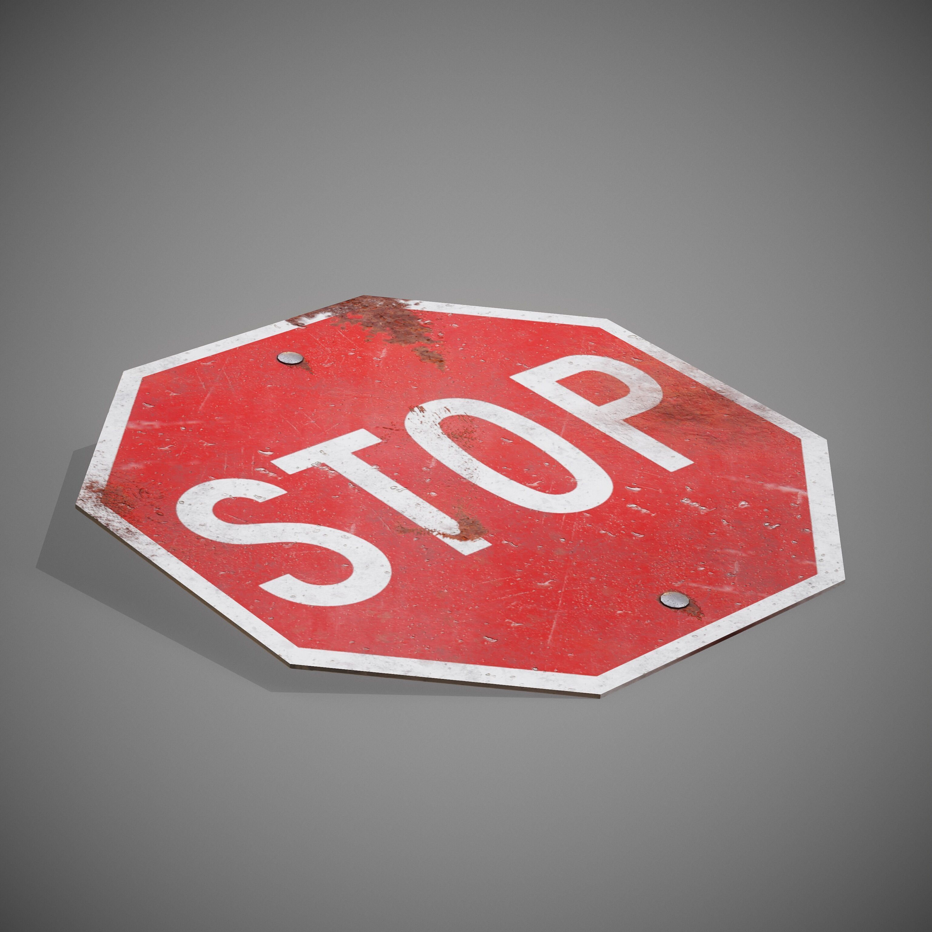 STOP Sign with Post new and old versions Low-poly 3D model_21