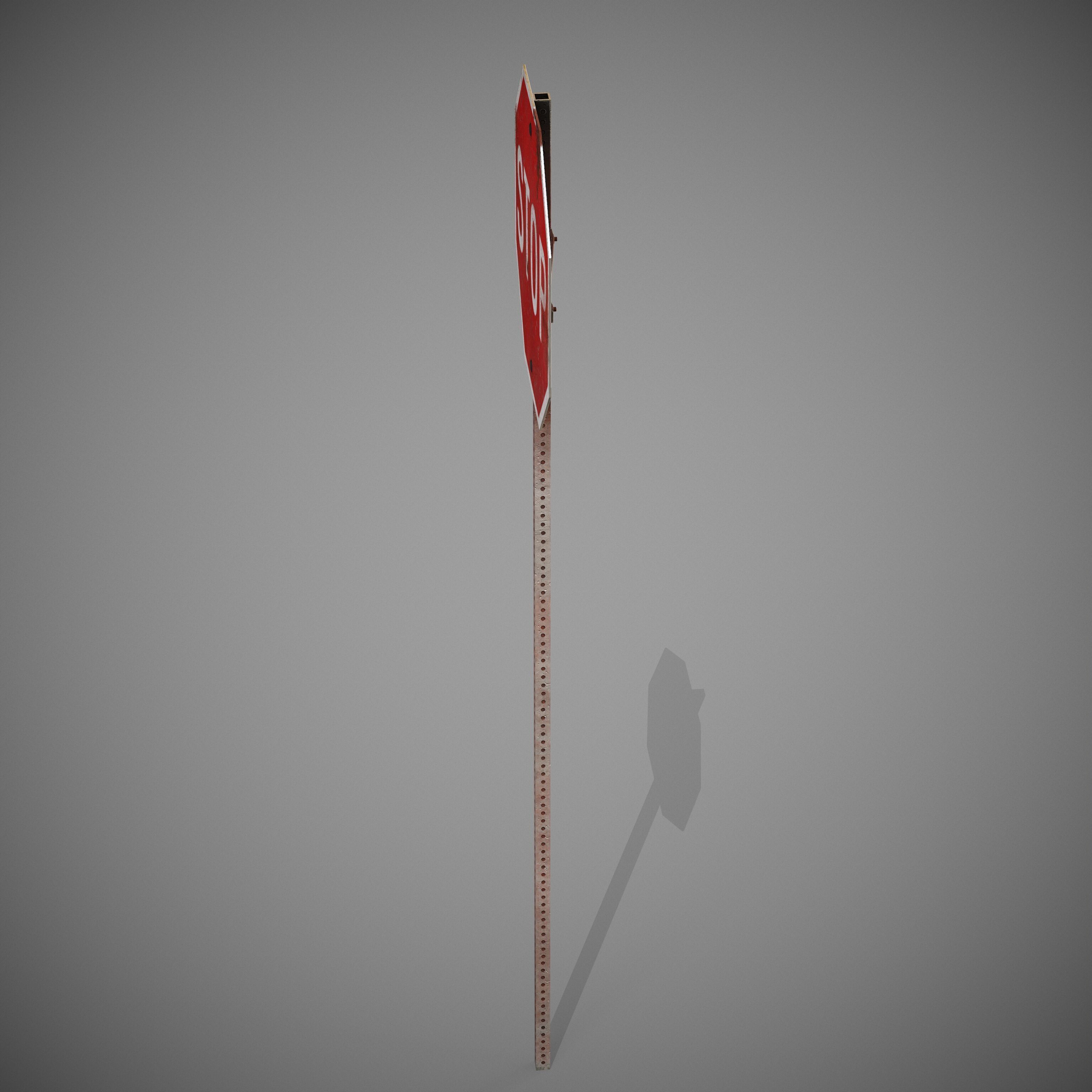 STOP Sign with Post new and old versions Low-poly 3D model_7