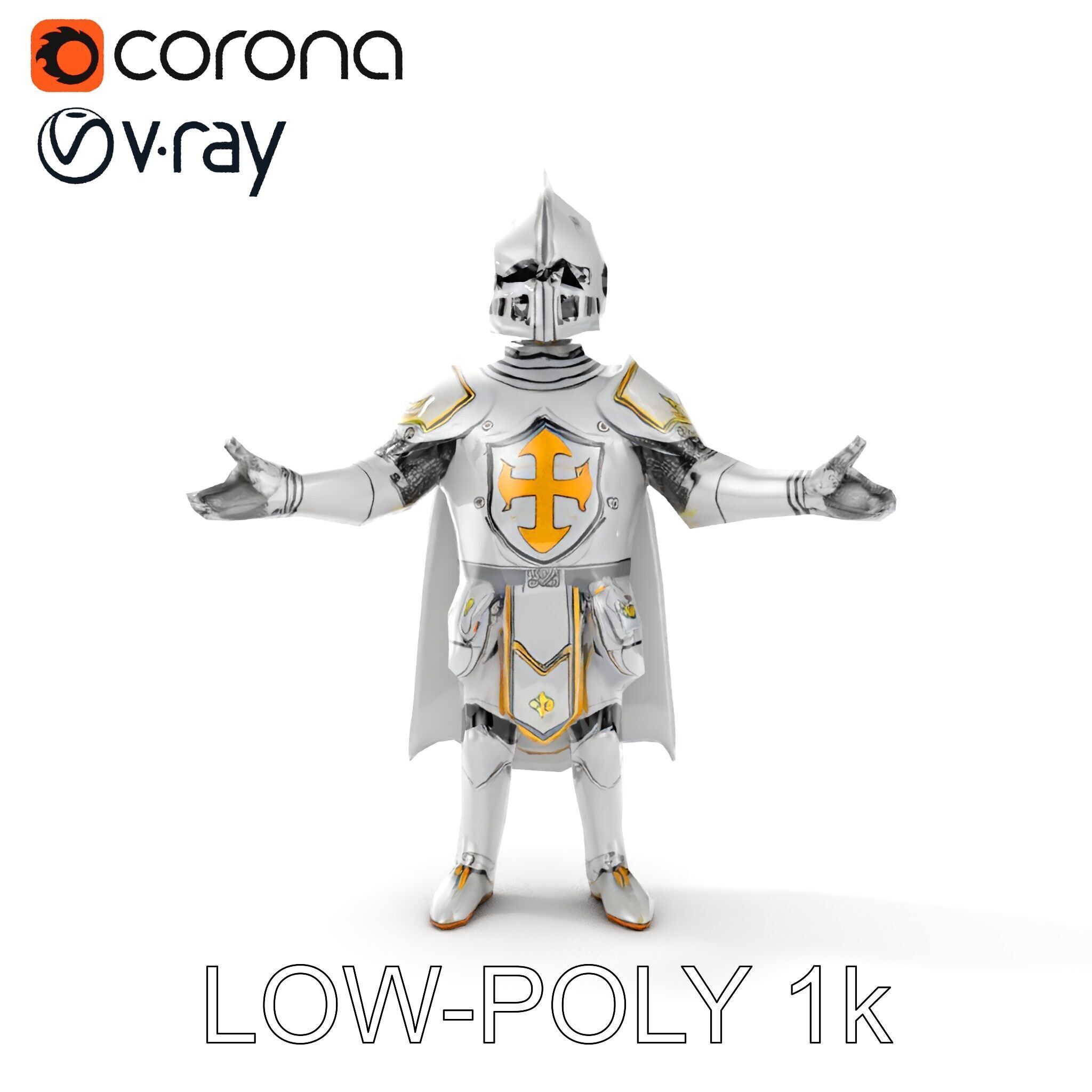 Steel Knight  Detailed Medieval Armor Character Model Low-poly 3D model_29