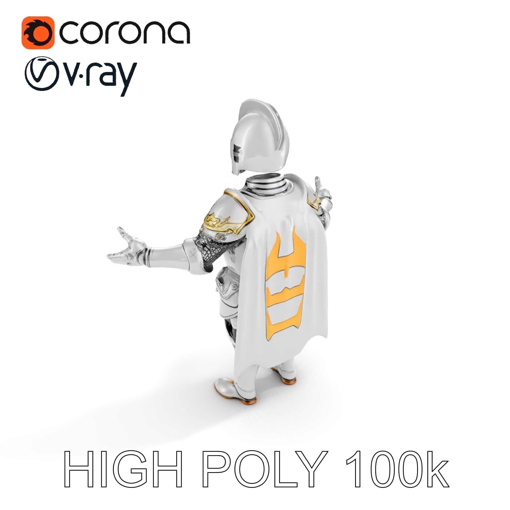 Steel Knight  Detailed Medieval Armor Character Model Low-poly 3D model_30