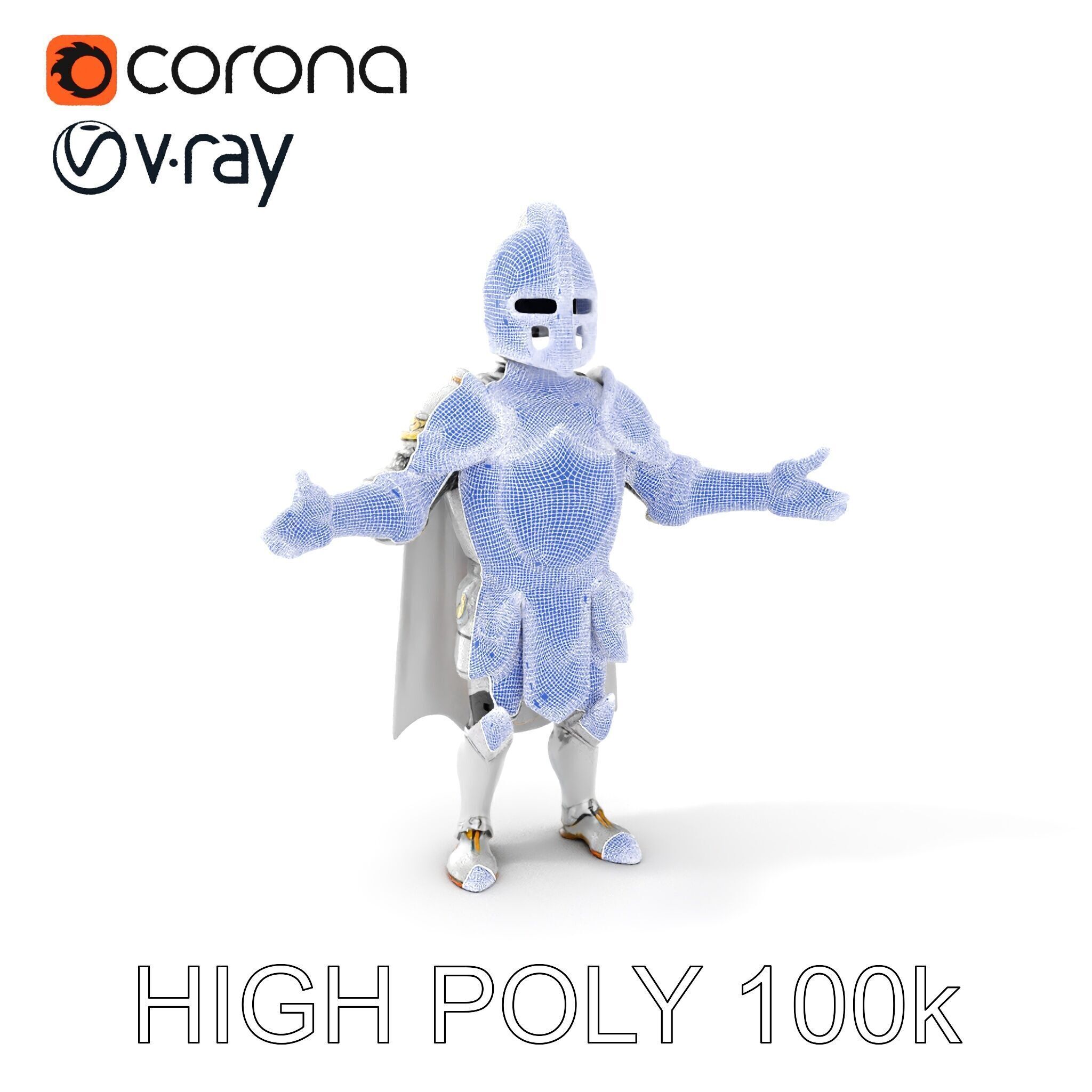 Steel Knight  Detailed Medieval Armor Character Model Low-poly 3D model_4