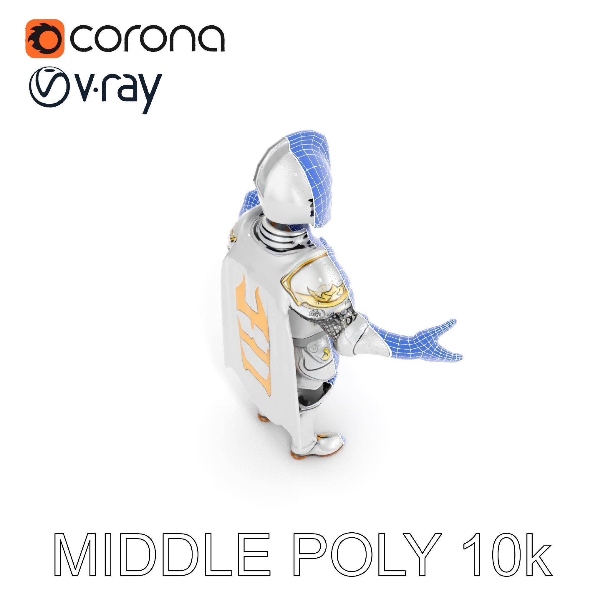 Steel Knight  Detailed Medieval Armor Character Model Low-poly 3D model_17