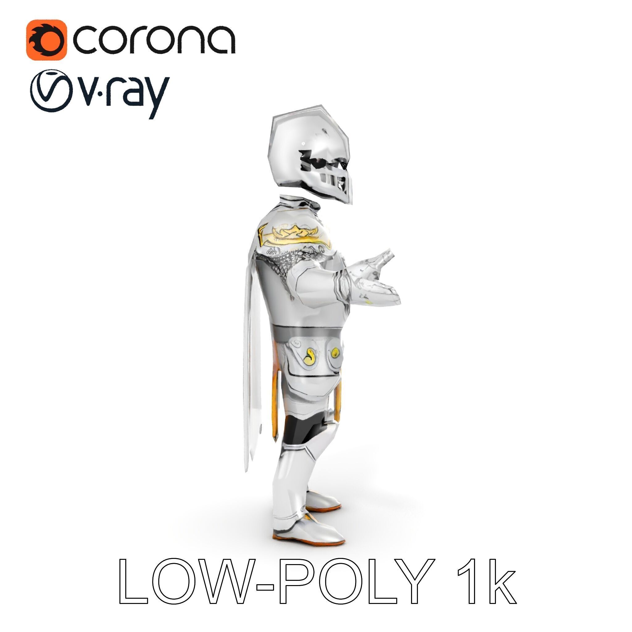 Steel Knight  Detailed Medieval Armor Character Model Low-poly 3D model_12