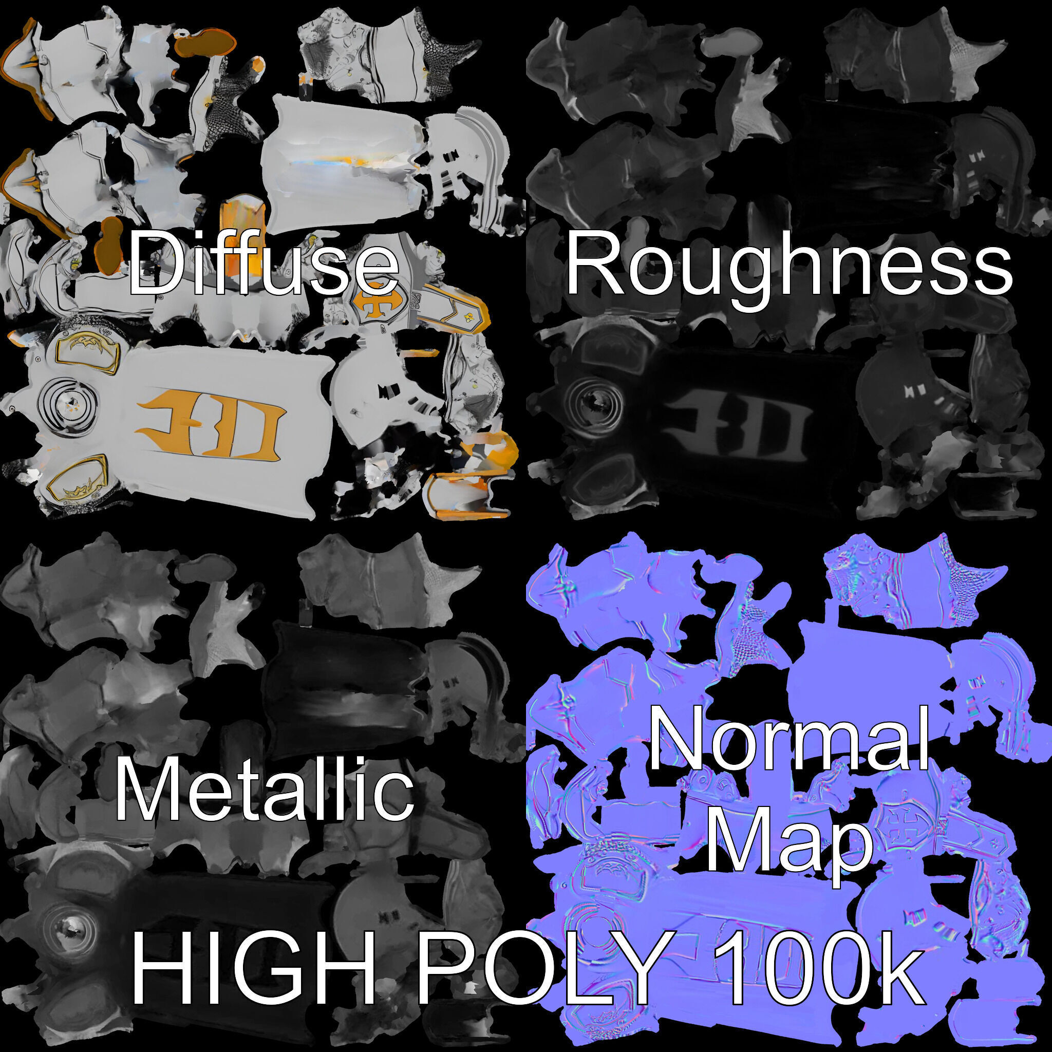 Steel Knight  Detailed Medieval Armor Character Model Low-poly 3D model_3