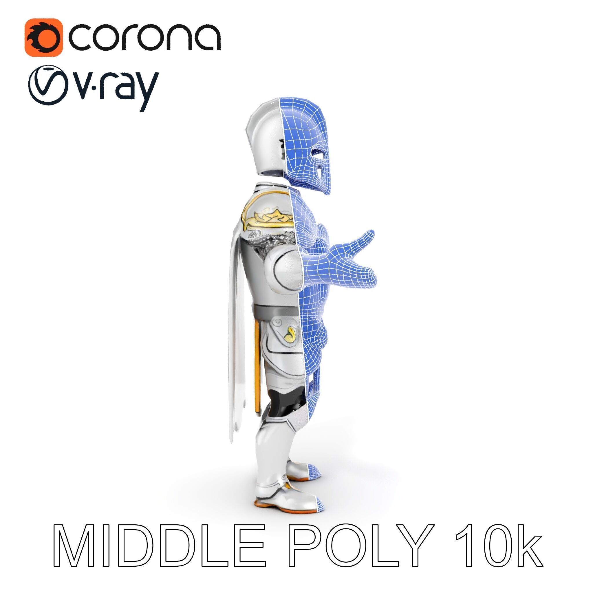 Steel Knight  Detailed Medieval Armor Character Model Low-poly 3D model_9