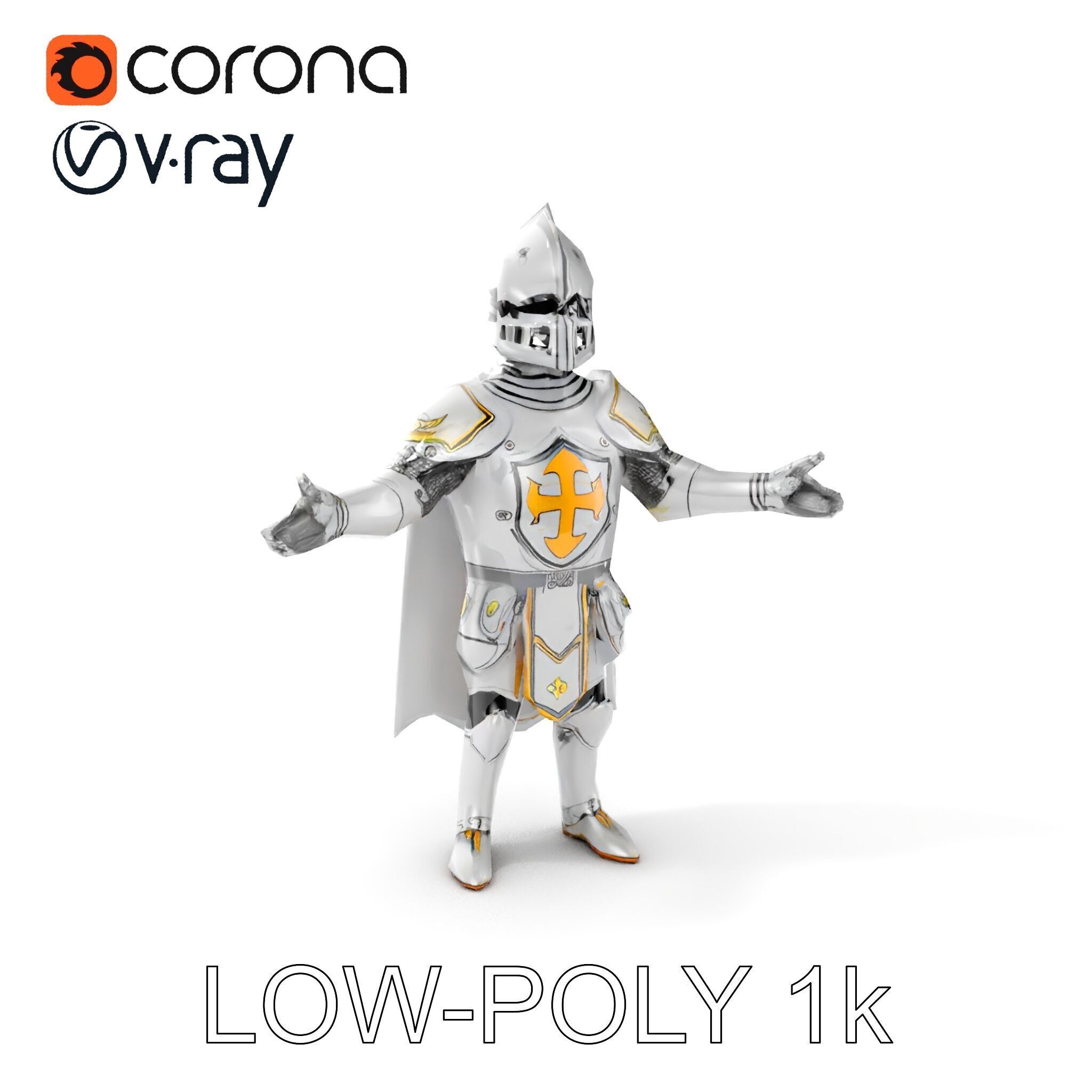 Steel Knight  Detailed Medieval Armor Character Model Low-poly 3D model_35
