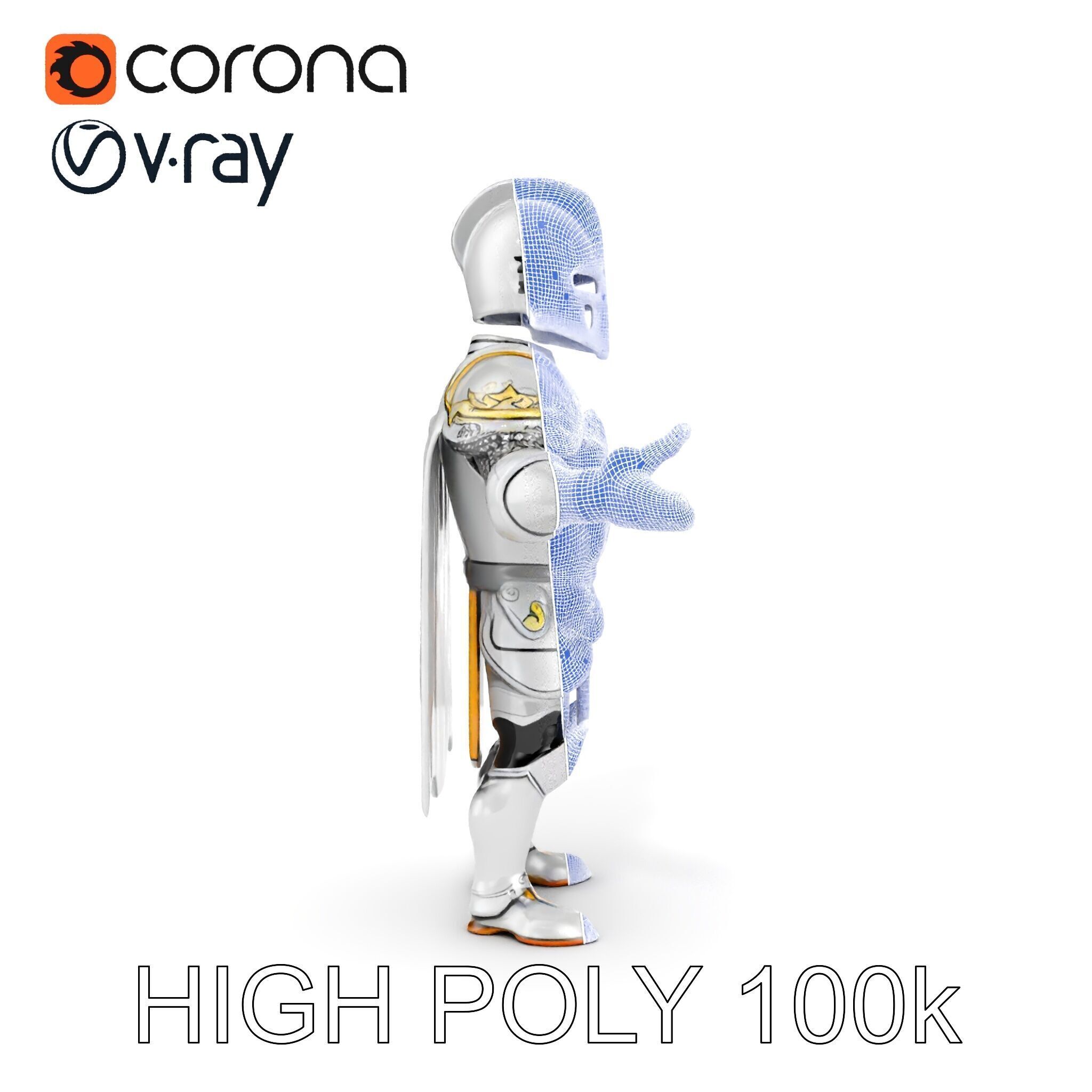 Steel Knight  Detailed Medieval Armor Character Model Low-poly 3D model_22