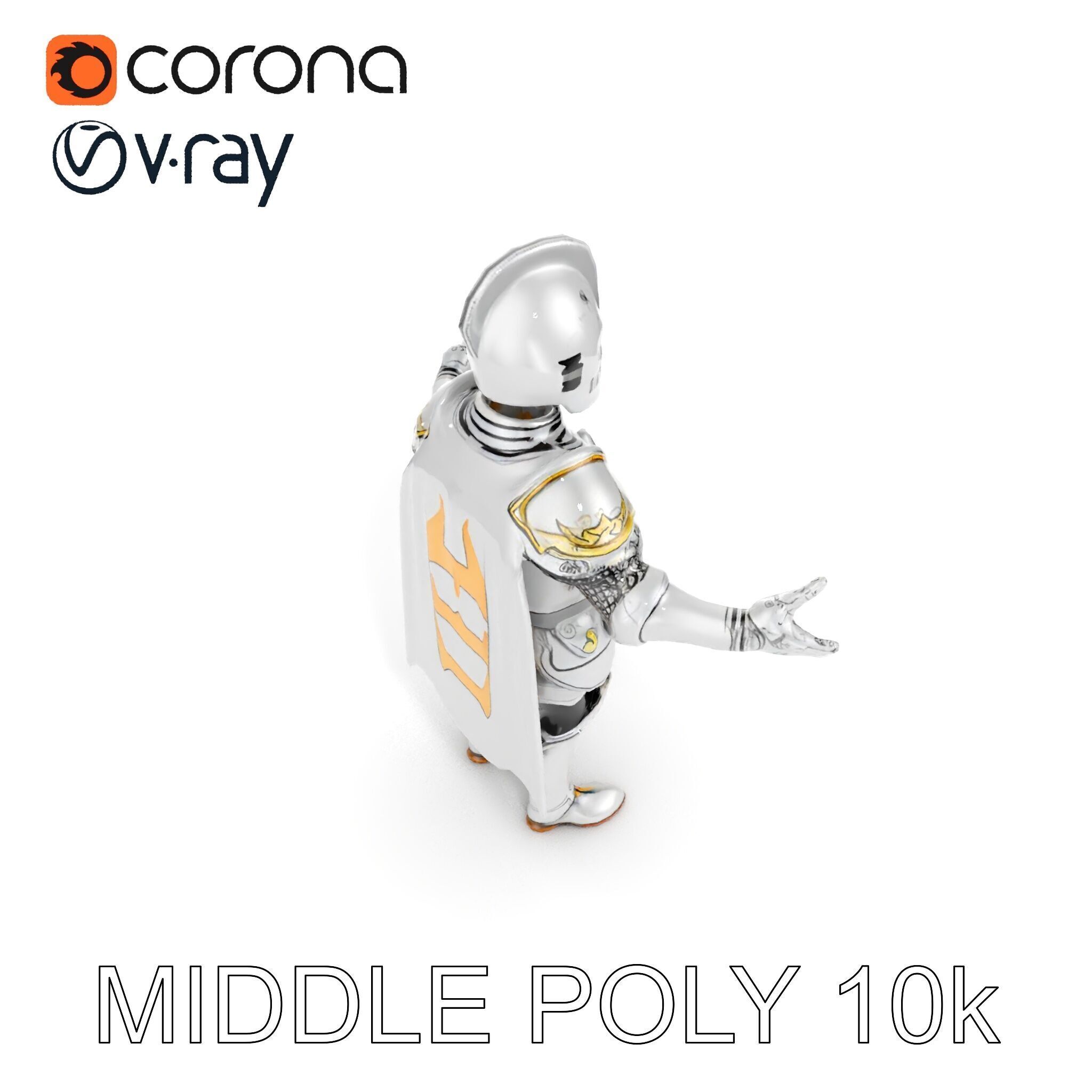 Steel Knight  Detailed Medieval Armor Character Model Low-poly 3D model_37