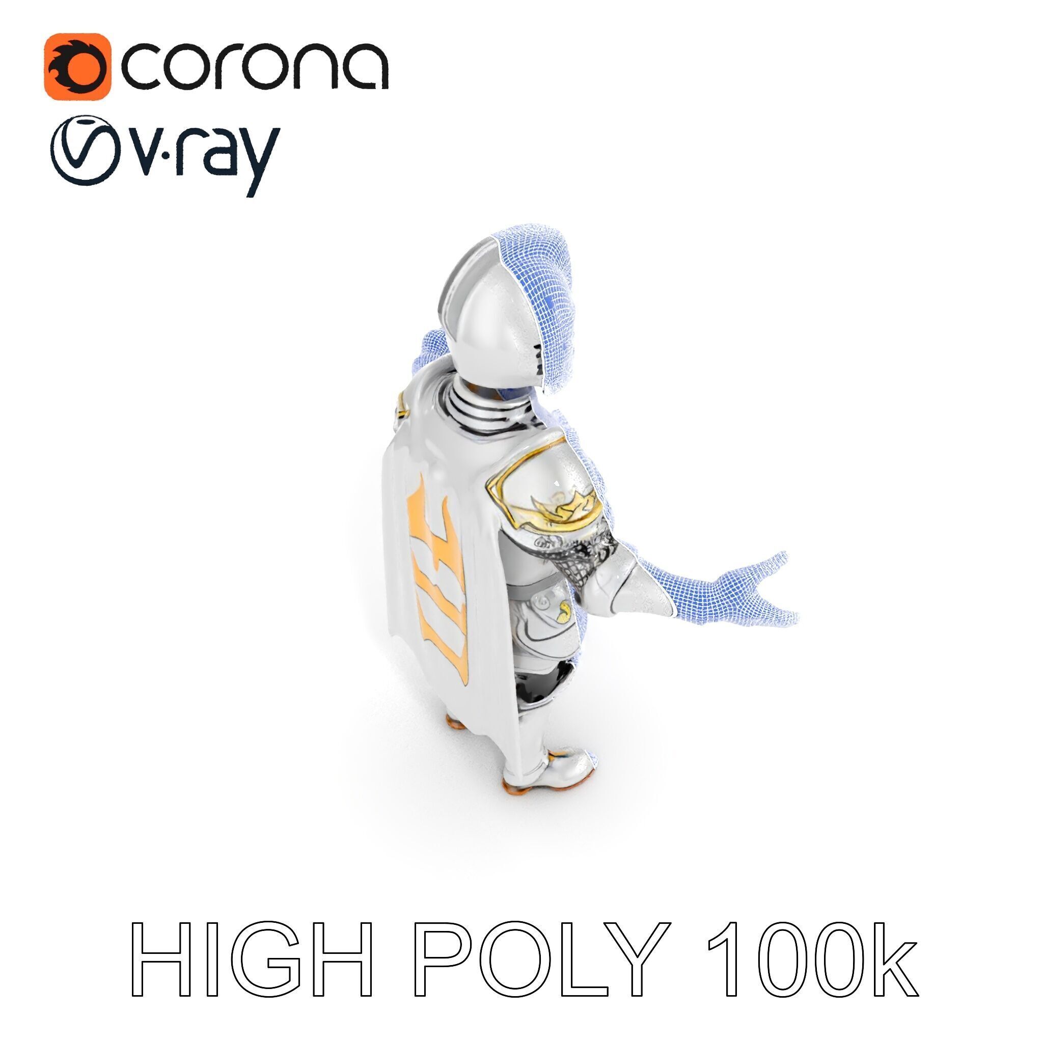 Steel Knight  Detailed Medieval Armor Character Model Low-poly 3D model_33