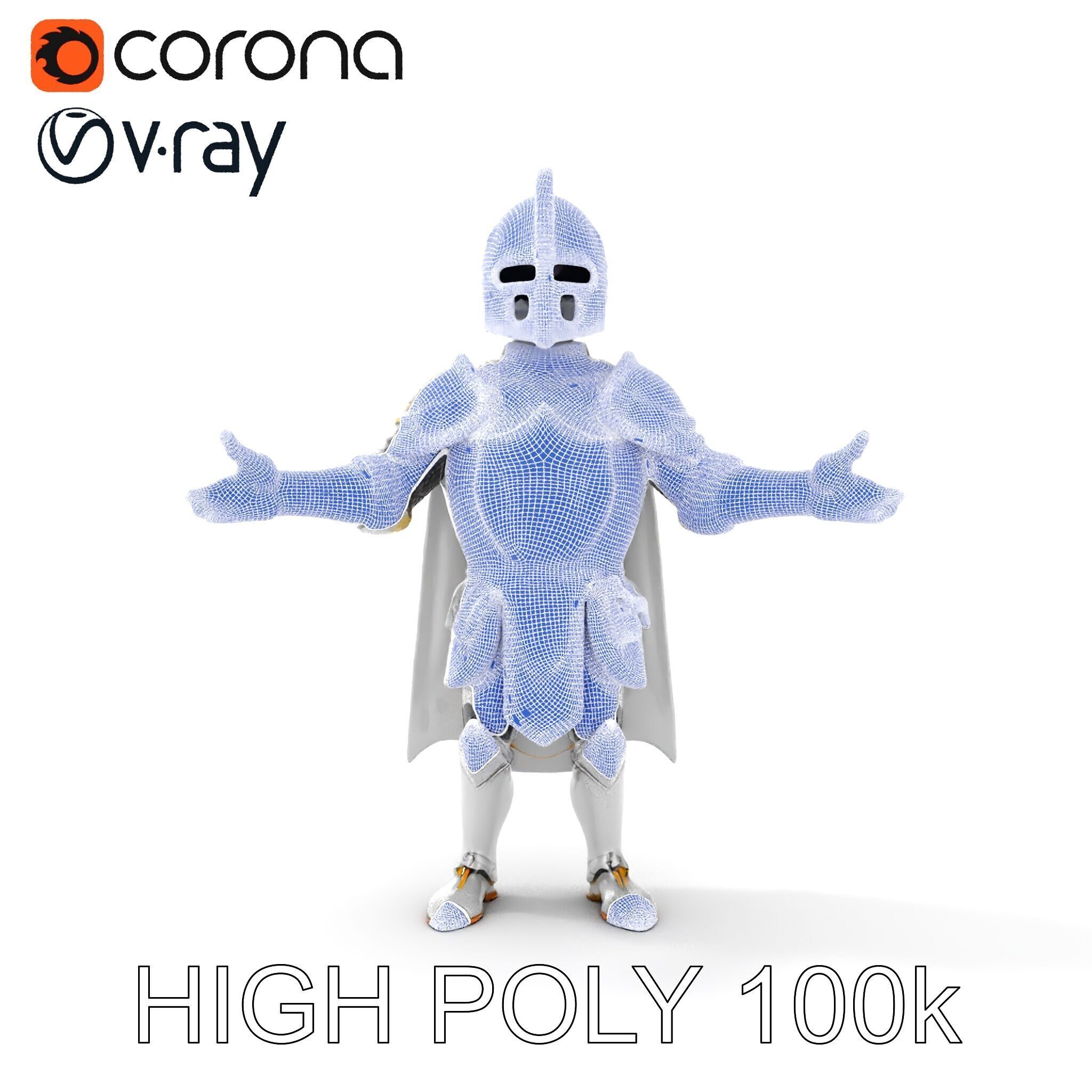 Steel Knight  Detailed Medieval Armor Character Model Low-poly 3D model_19