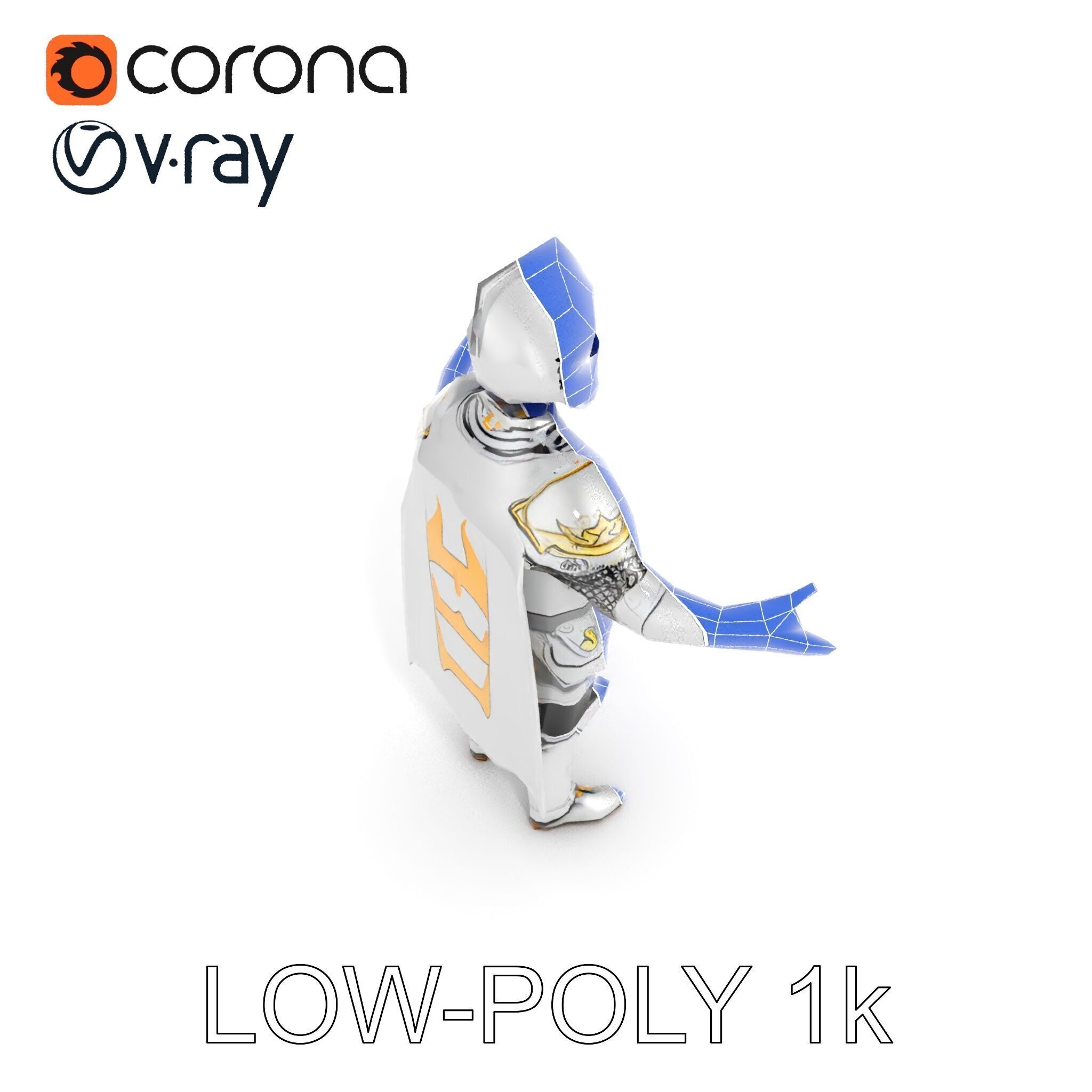 Steel Knight  Detailed Medieval Armor Character Model Low-poly 3D model_24