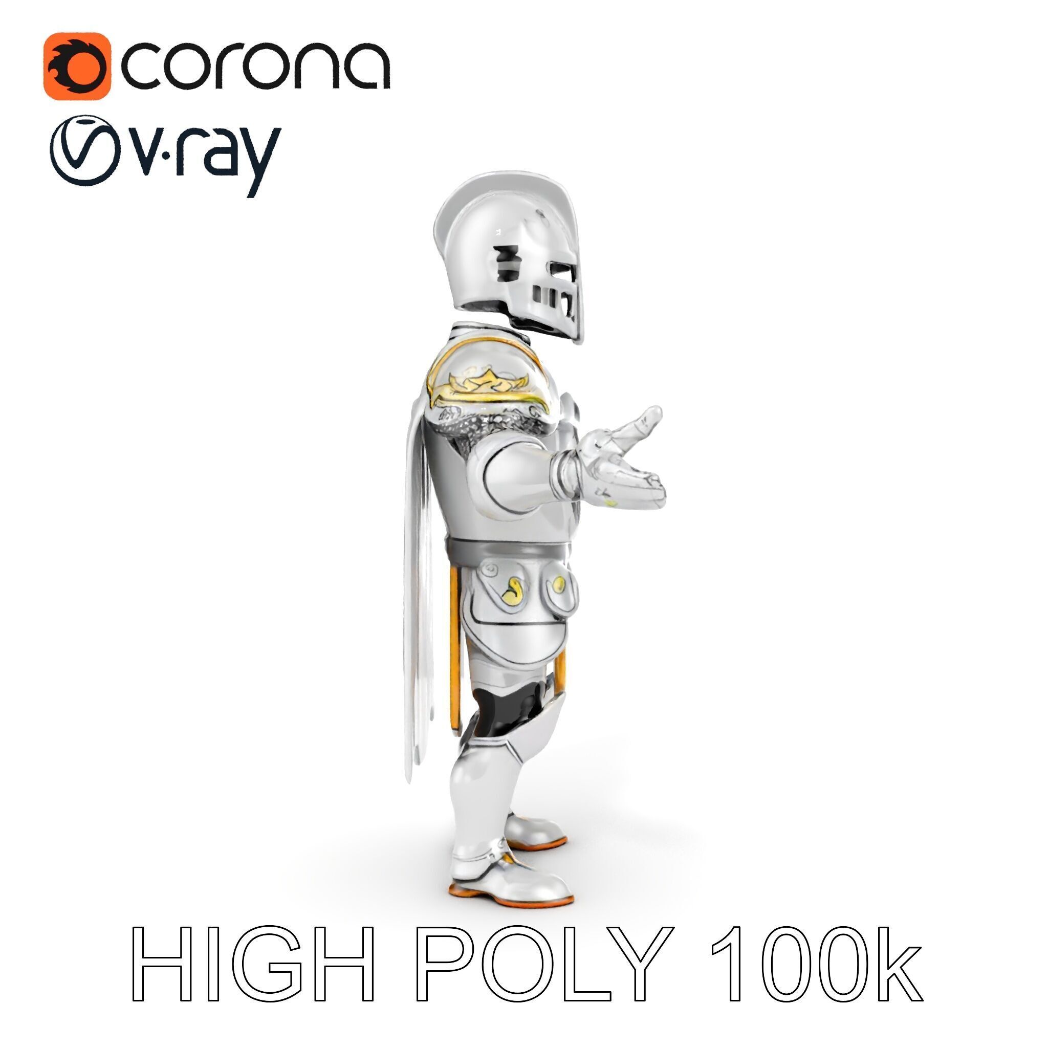 Steel Knight  Detailed Medieval Armor Character Model Low-poly 3D model_13