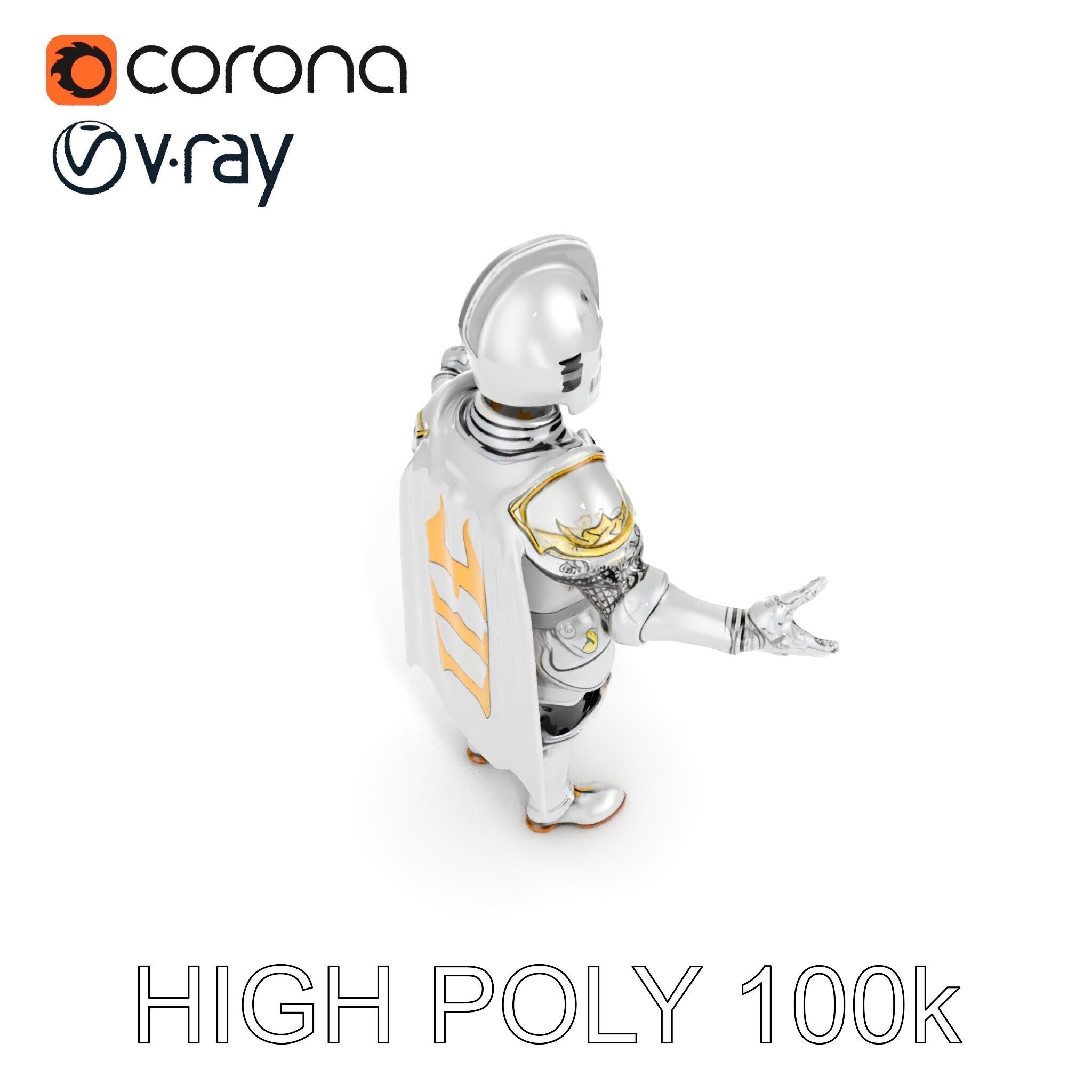 Steel Knight  Detailed Medieval Armor Character Model Low-poly 3D model_16