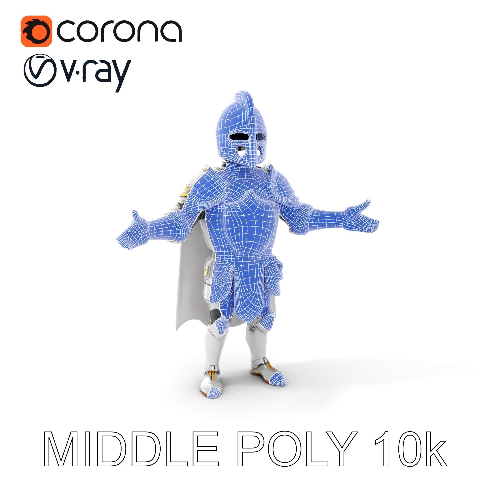 Steel Knight  Detailed Medieval Armor Character Model Low-poly 3D model_6