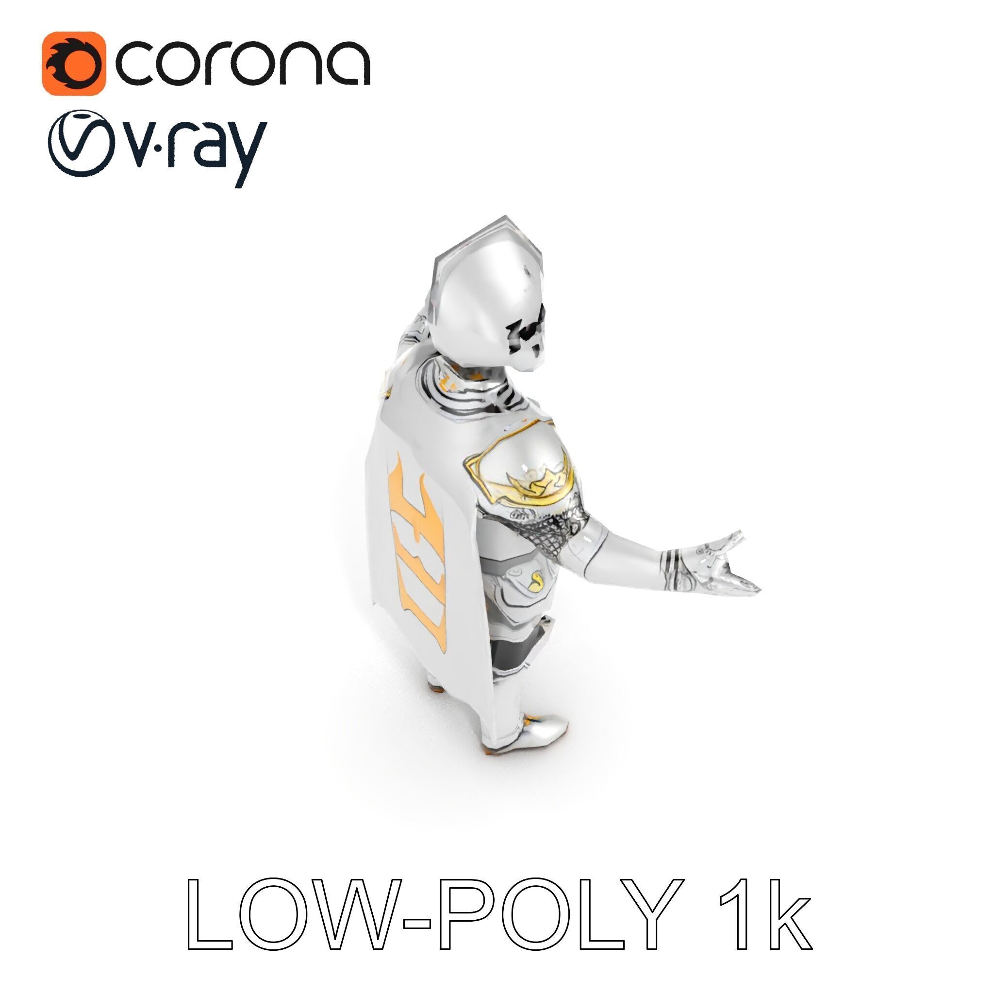 Steel Knight  Detailed Medieval Armor Character Model Low-poly 3D model_15