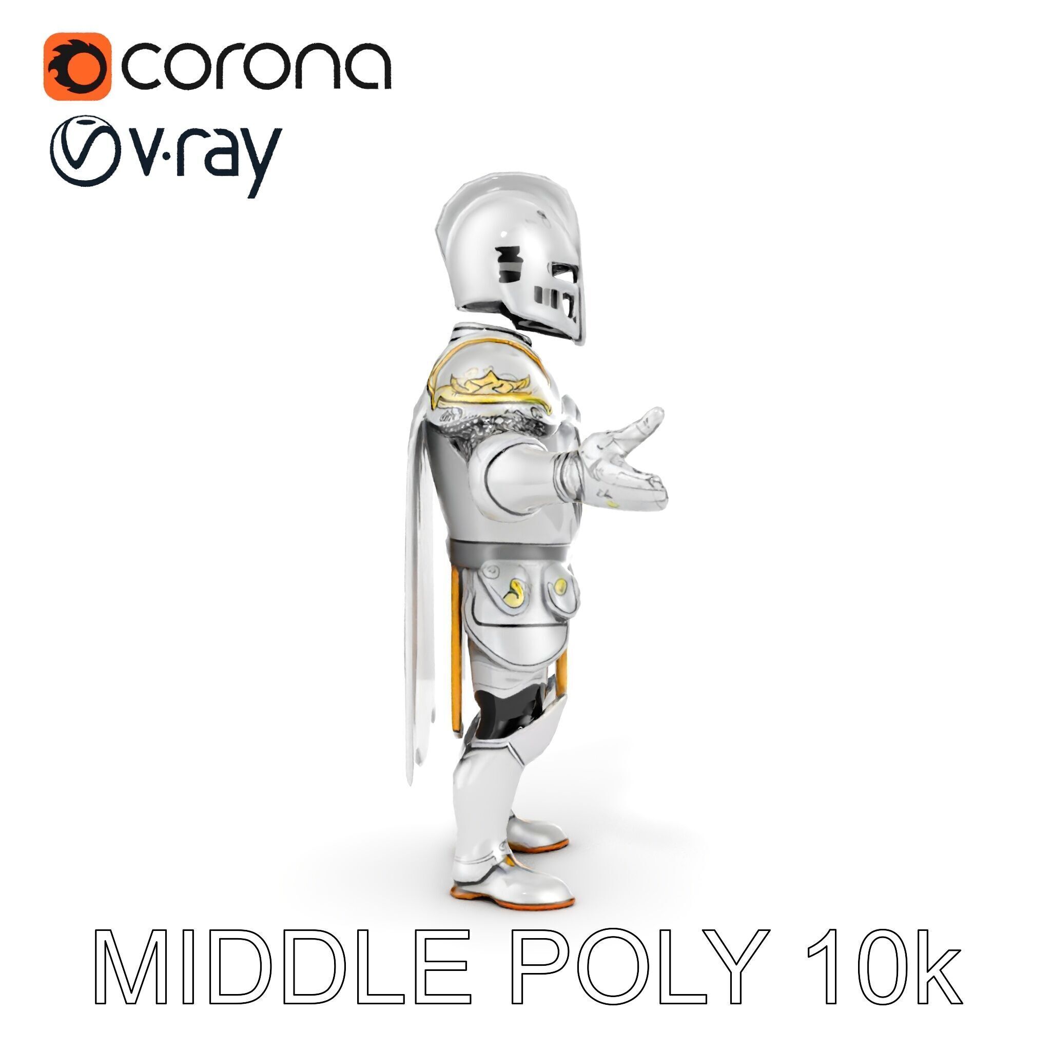 Steel Knight  Detailed Medieval Armor Character Model Low-poly 3D model_34