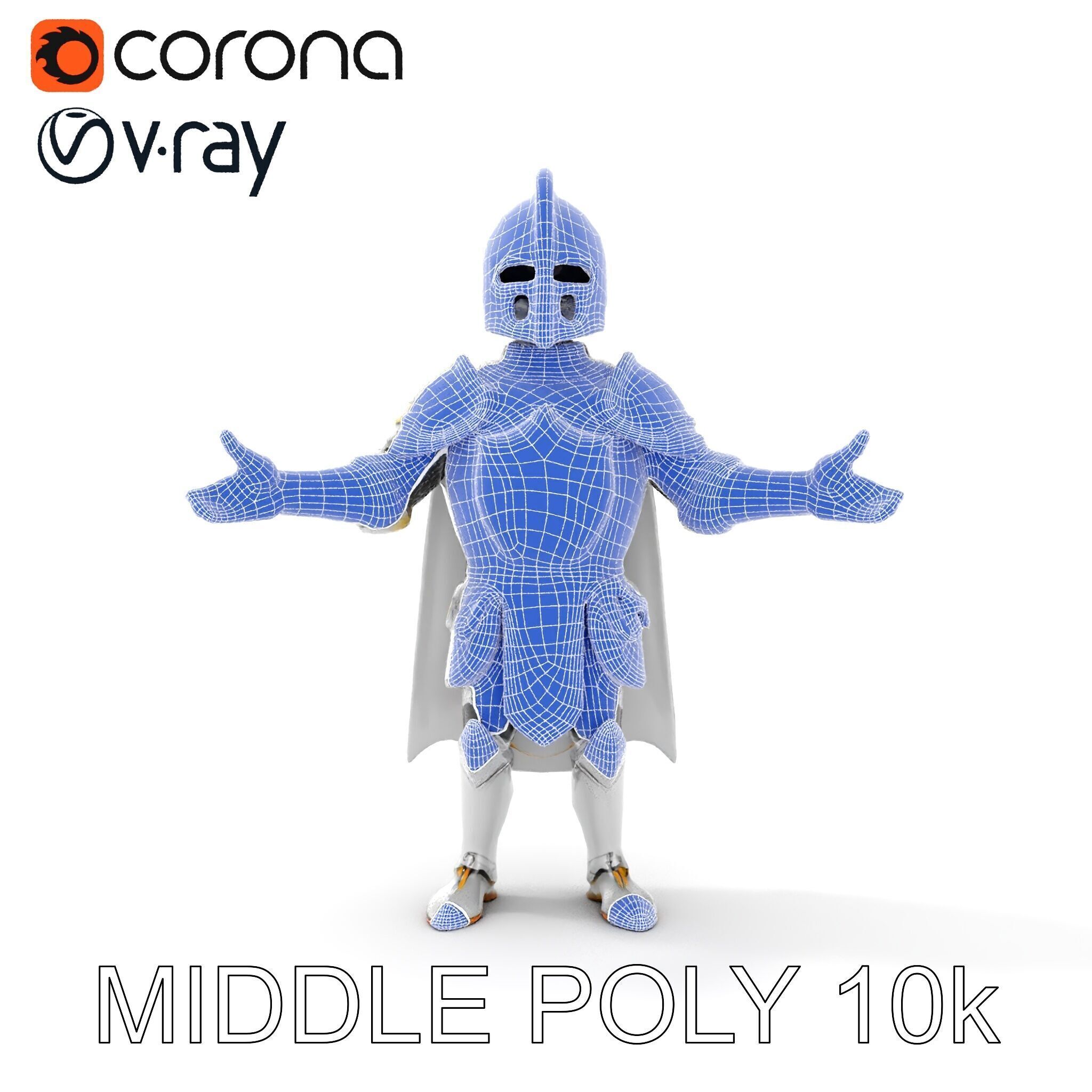 Steel Knight  Detailed Medieval Armor Character Model Low-poly 3D model_31