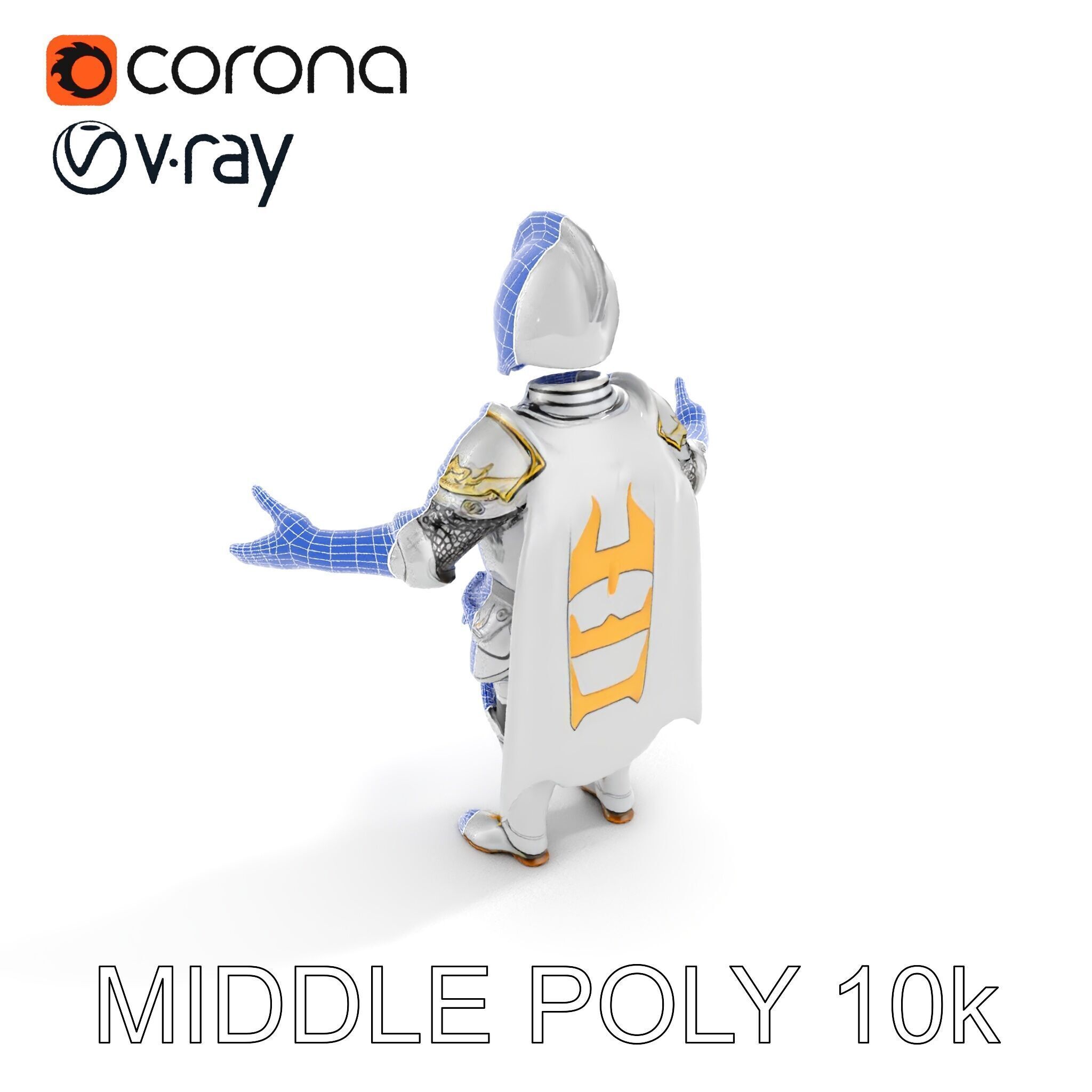 Steel Knight  Detailed Medieval Armor Character Model Low-poly 3D model_36