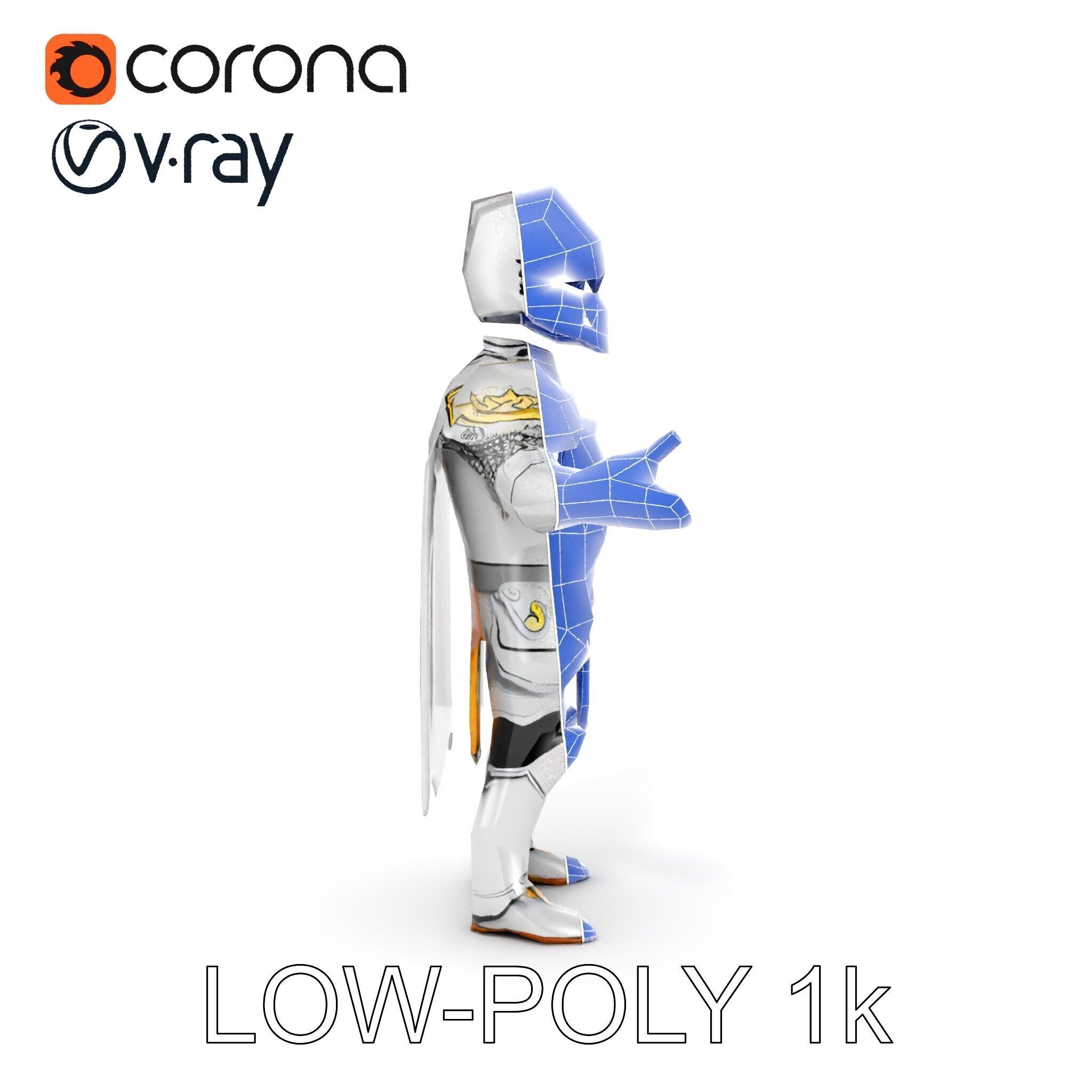 Steel Knight  Detailed Medieval Armor Character Model Low-poly 3D model_7