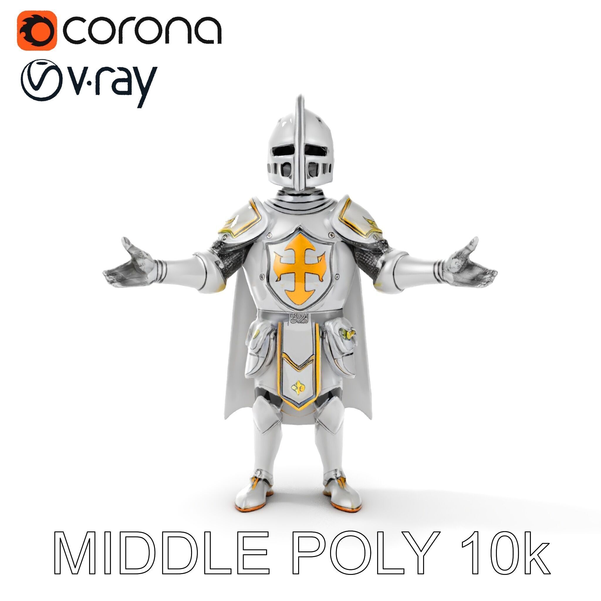 Steel Knight  Detailed Medieval Armor Character Model Low-poly 3D model_20