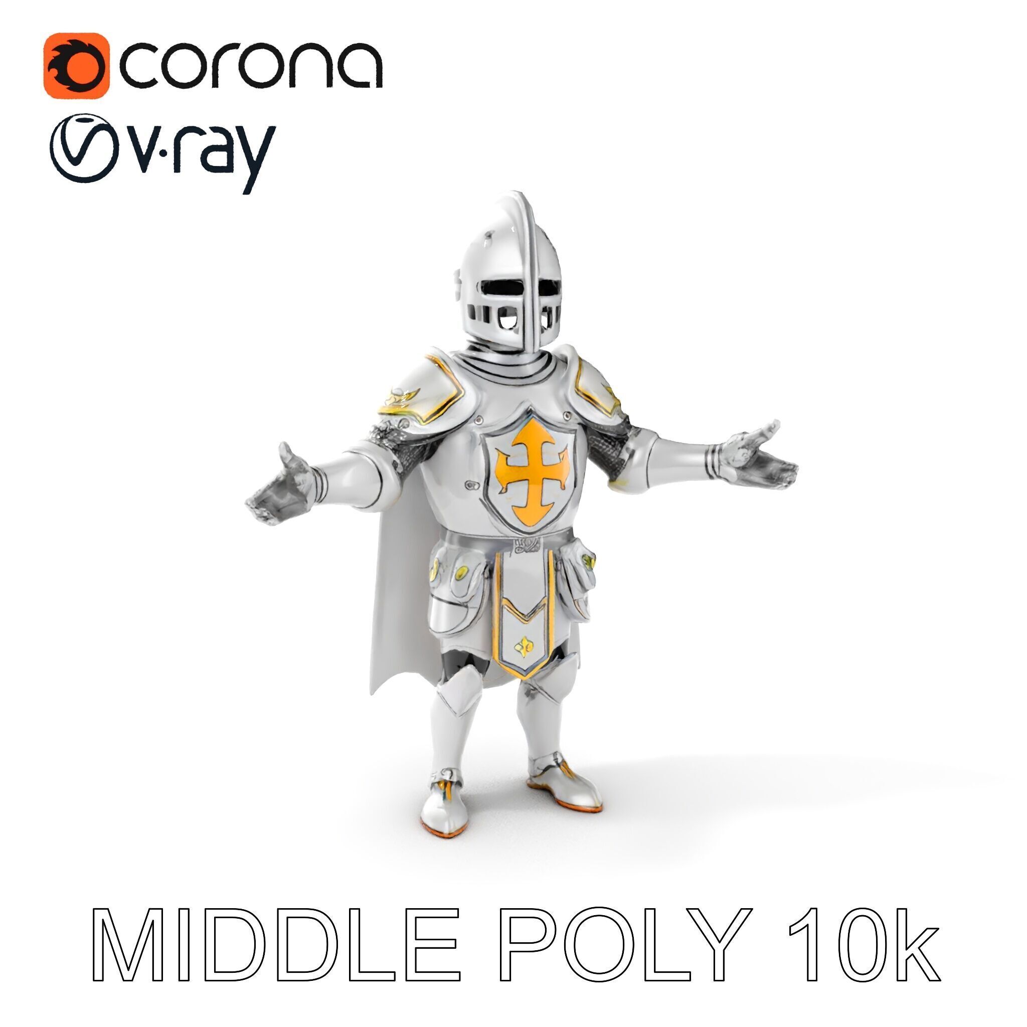 Steel Knight  Detailed Medieval Armor Character Model Low-poly 3D model_14