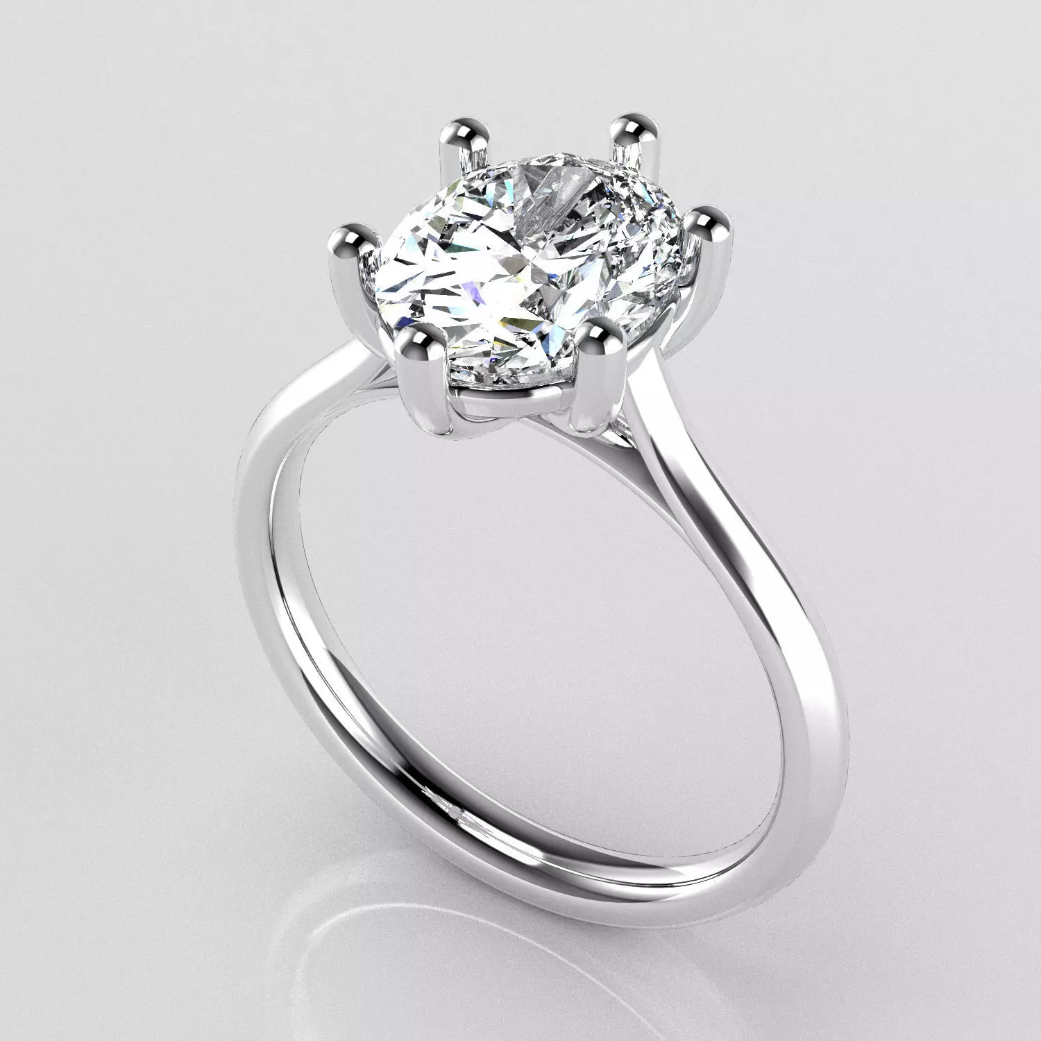 Classic Shoulder Solitaire Ring - Oval Shape - 200 ct points 3D print model_0