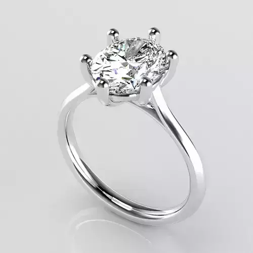 Classic Shoulder Solitaire Ring - Oval Shape - 200 ct points