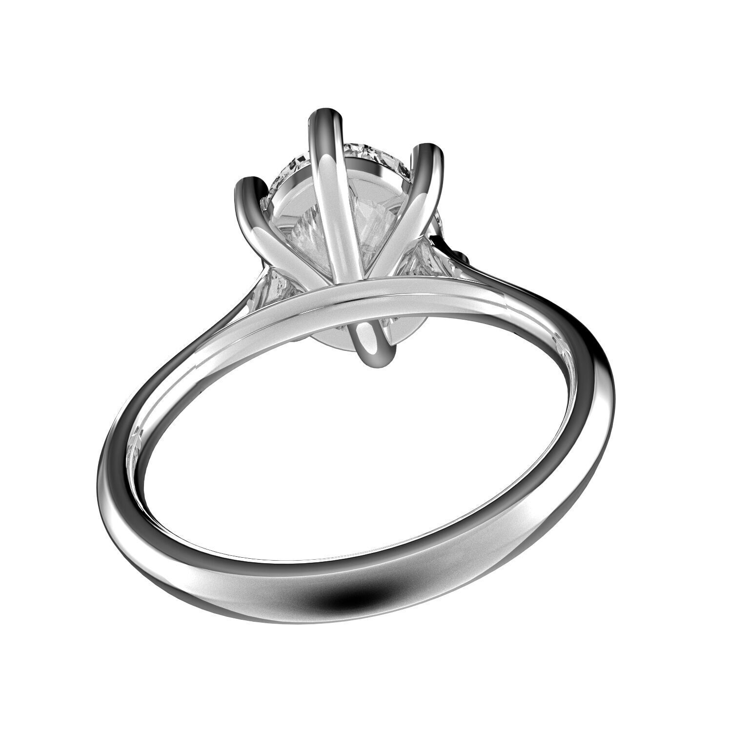 Classic Shoulder Solitaire Ring - Oval Shape - 200 ct points 3D print model_4