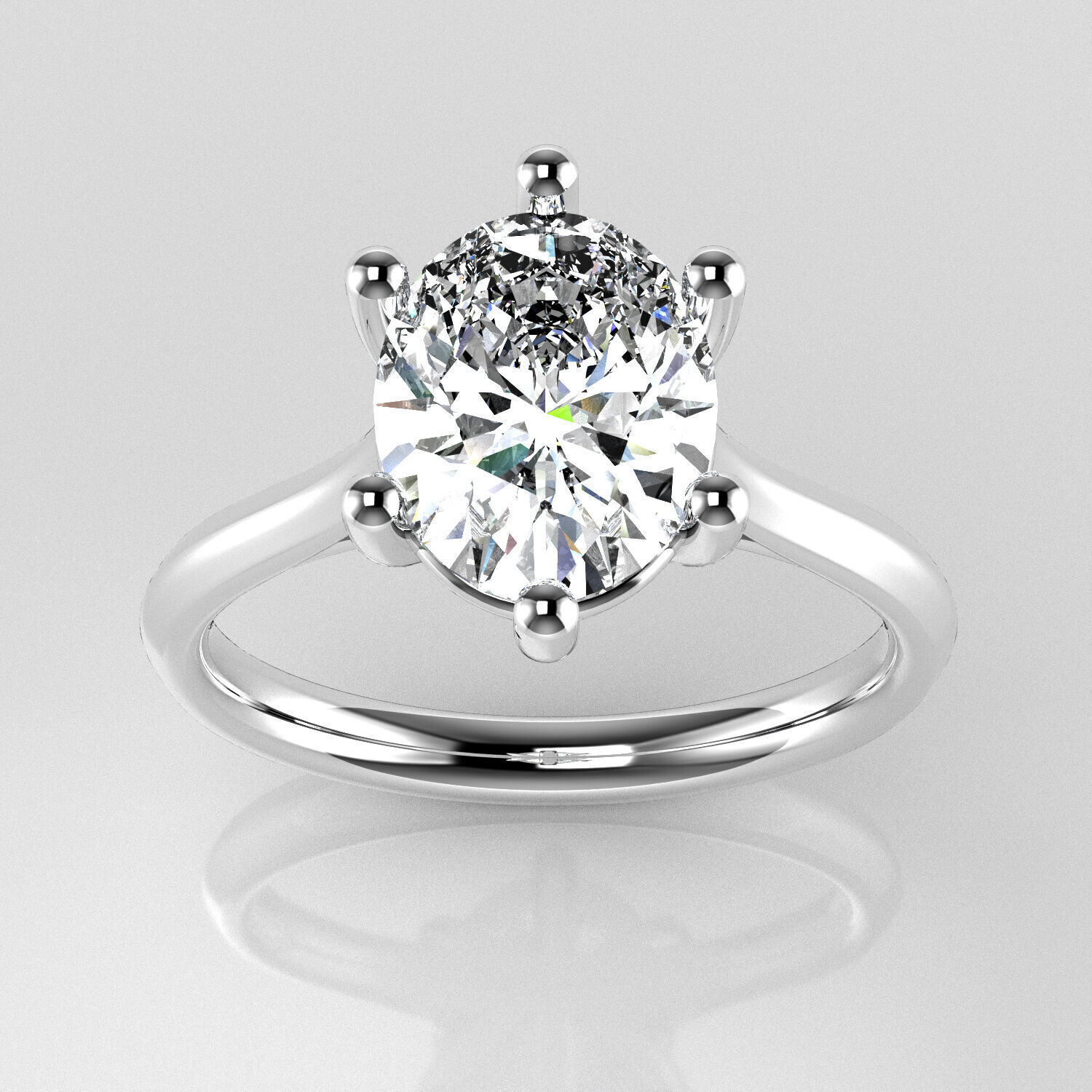 Classic Shoulder Solitaire Ring - Oval Shape - 200 ct points 3D print model_1