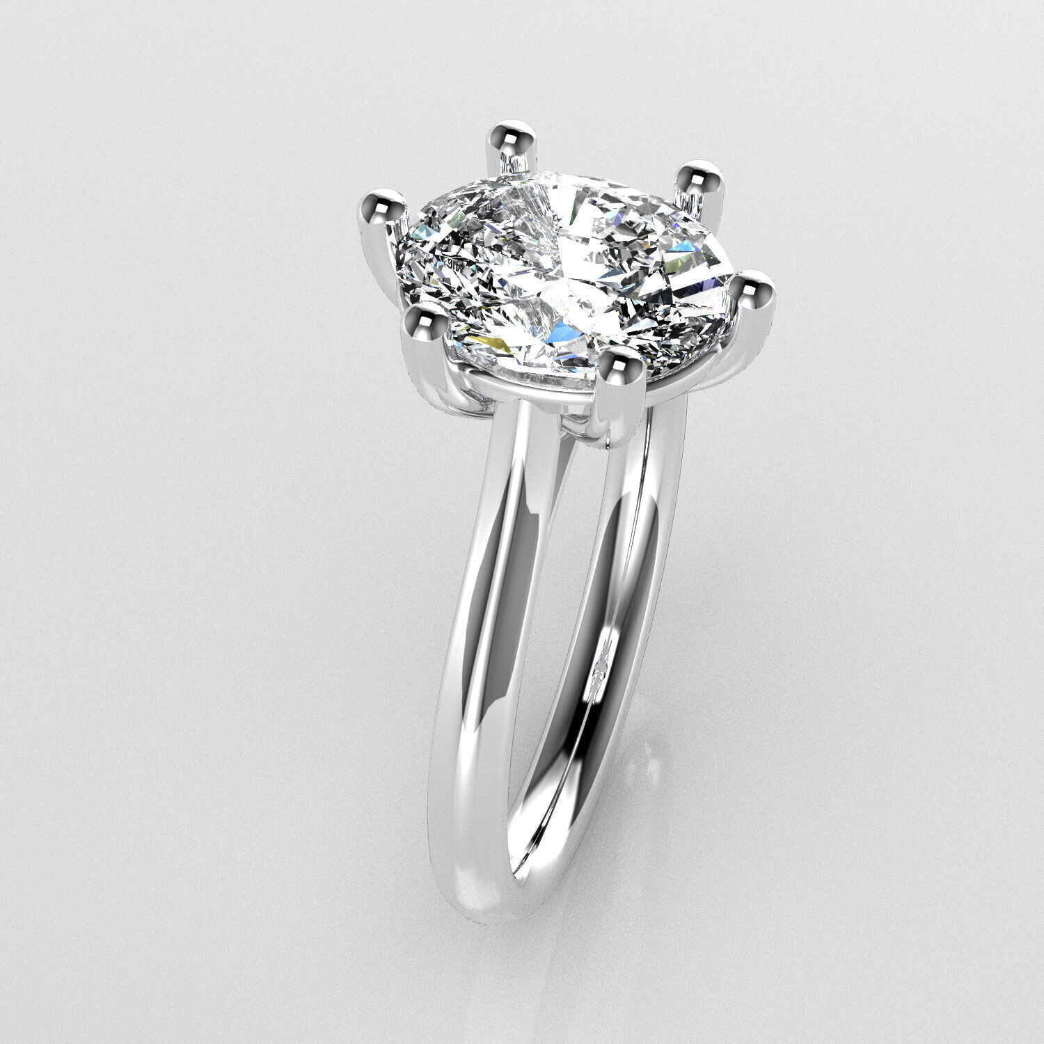 Classic Shoulder Solitaire Ring - Oval Shape - 200 ct points 3D print model_3