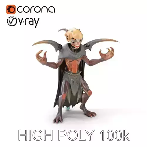 Dark Horned Demon with Wings D Character Model for Games and ... Low-poly 3D model
