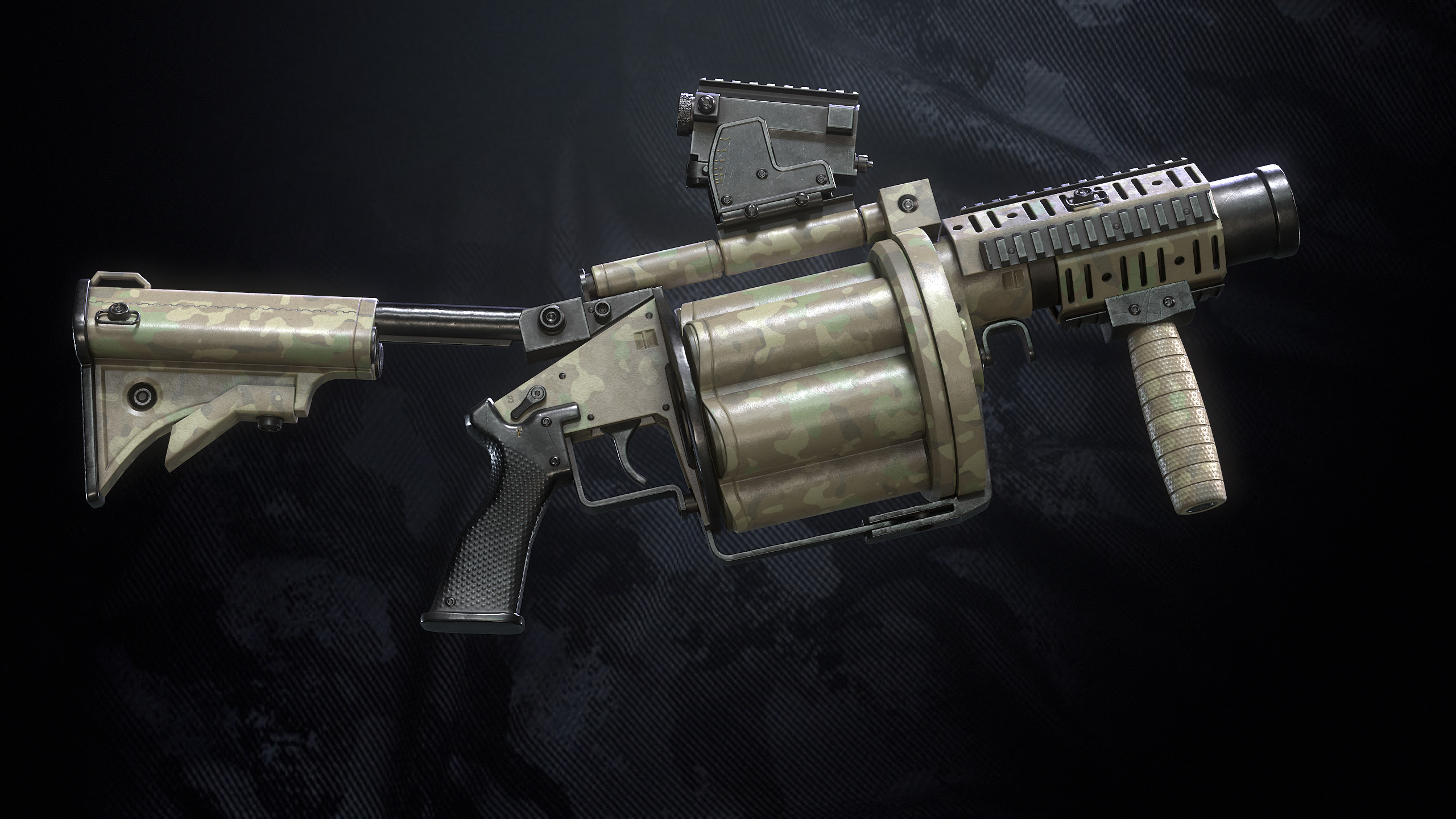 M32 Grenade Launcher Low-poly 3D model_4