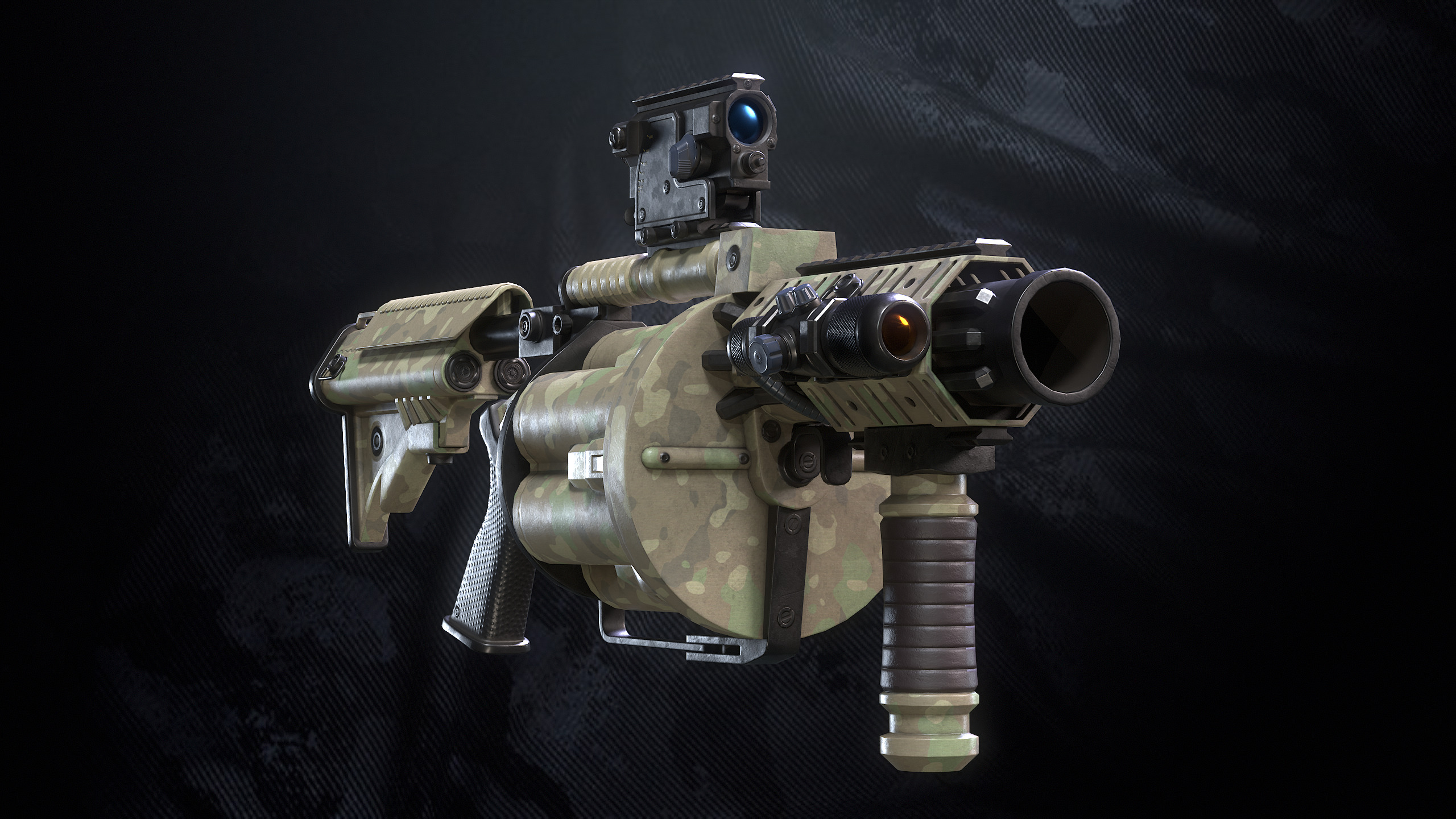 M32 Grenade Launcher Low-poly 3D model_10