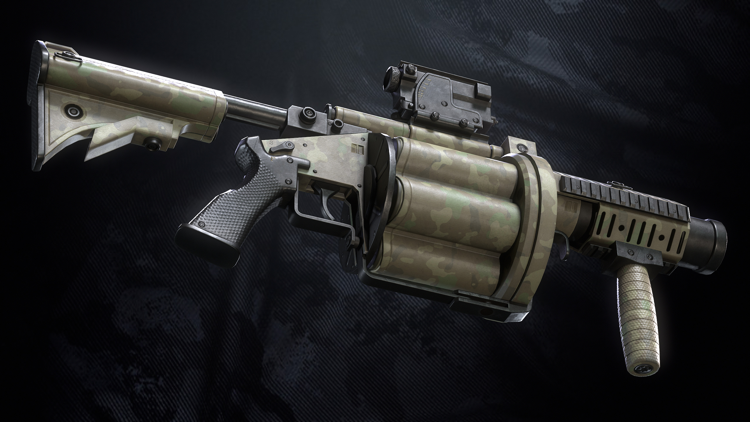 M32 Grenade Launcher Low-poly 3D model_6