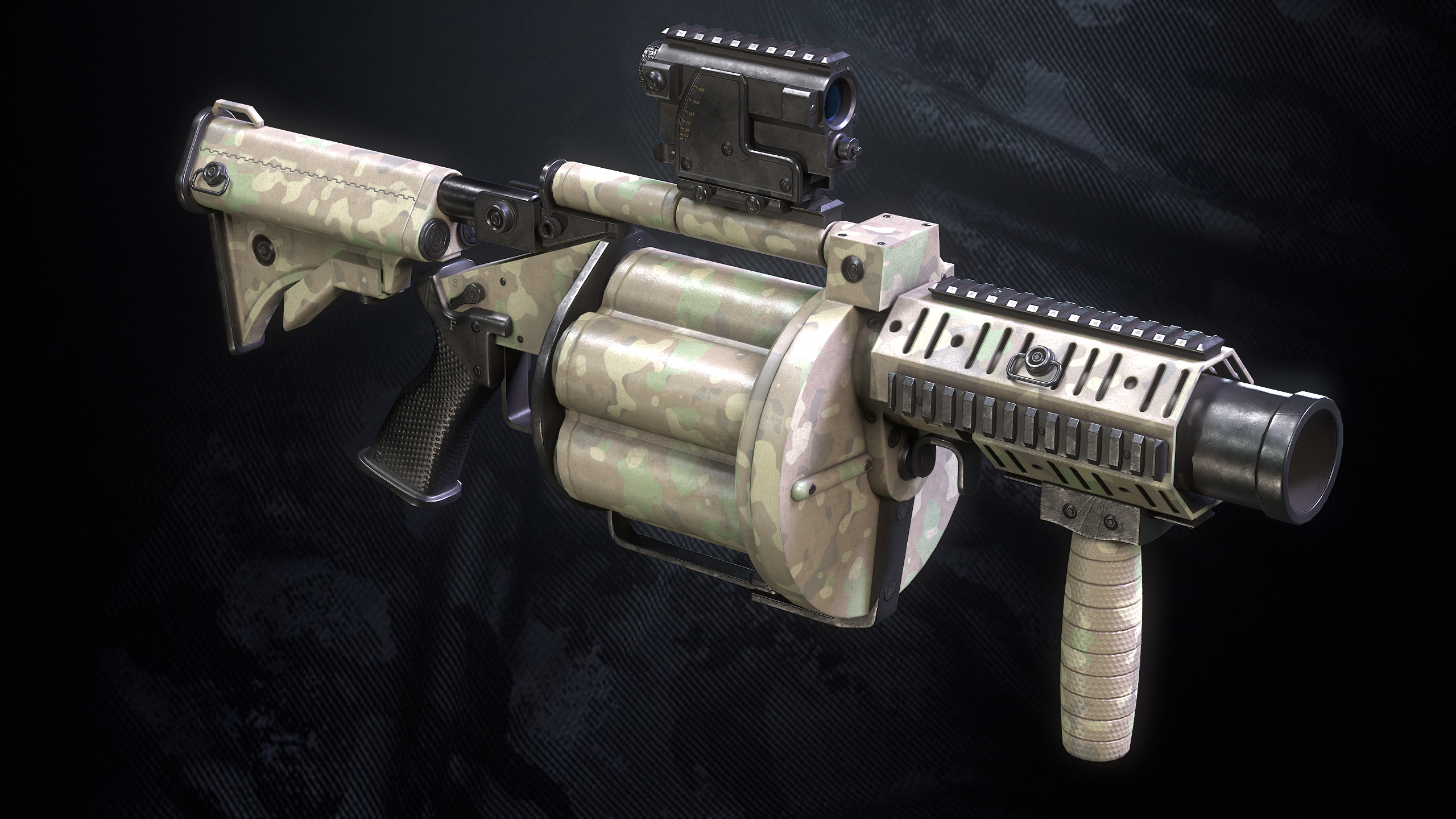 M32 Grenade Launcher Low-poly 3D model_2