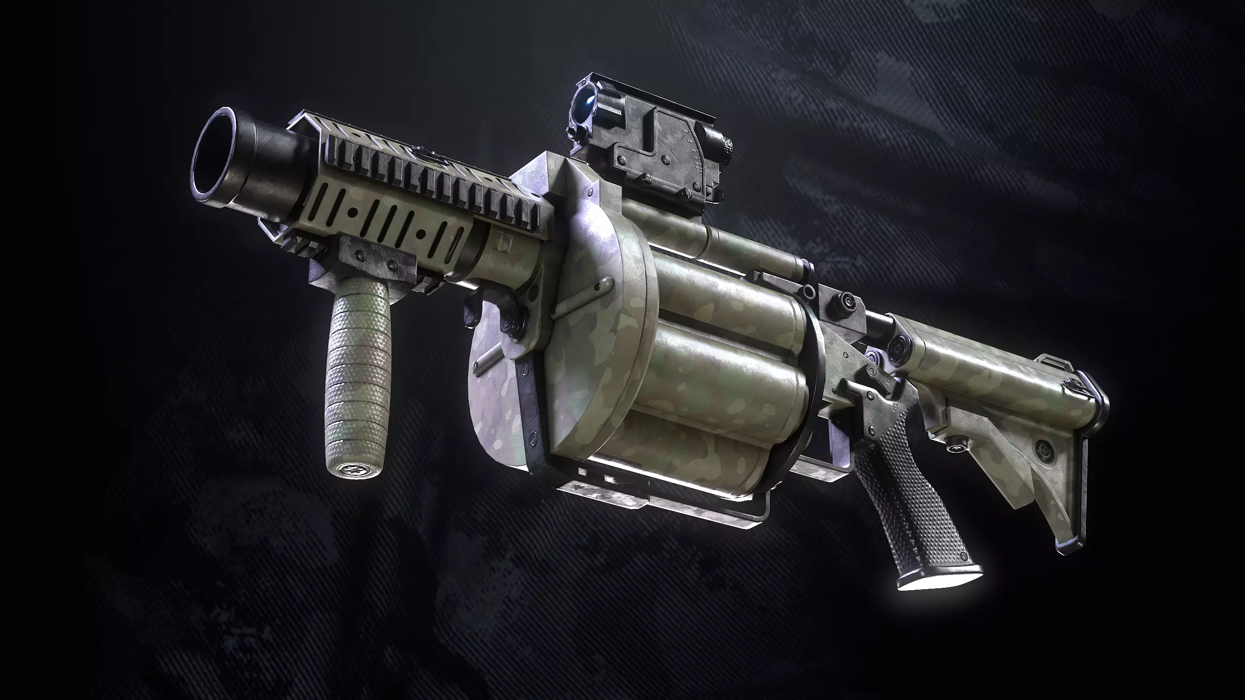 M32 Grenade Launcher Low-poly 3D model_0