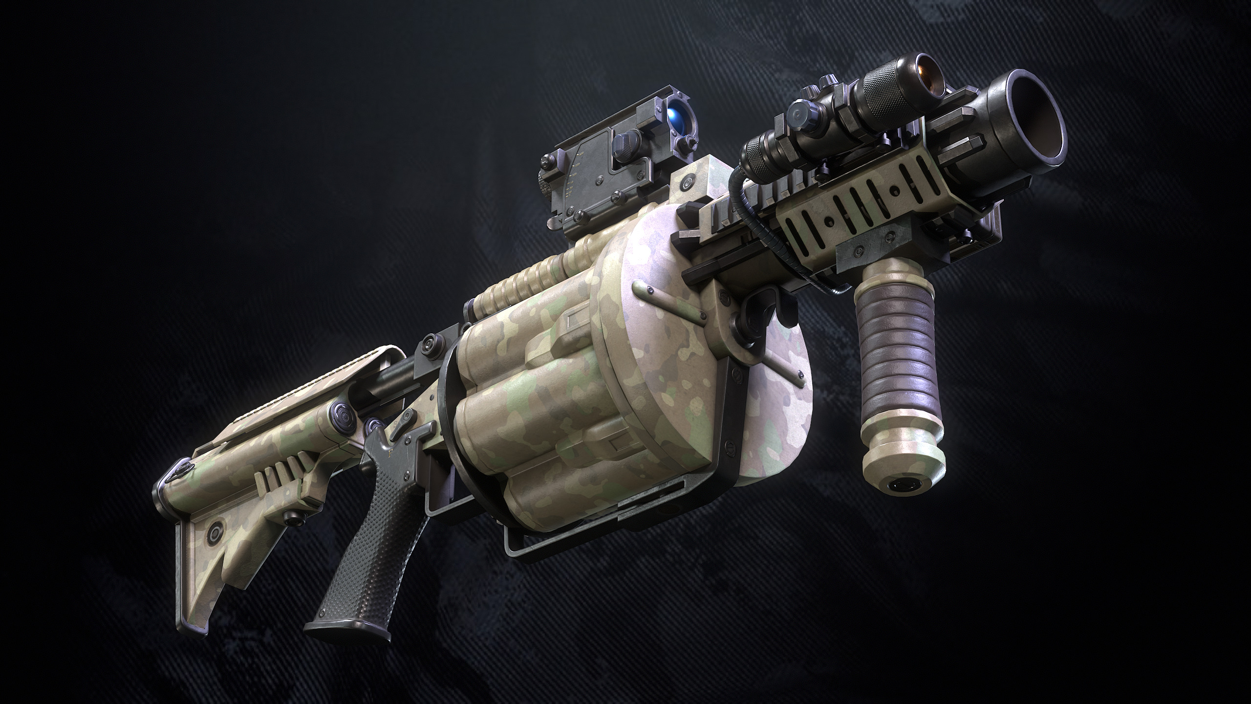 M32 Grenade Launcher Low-poly 3D model_8