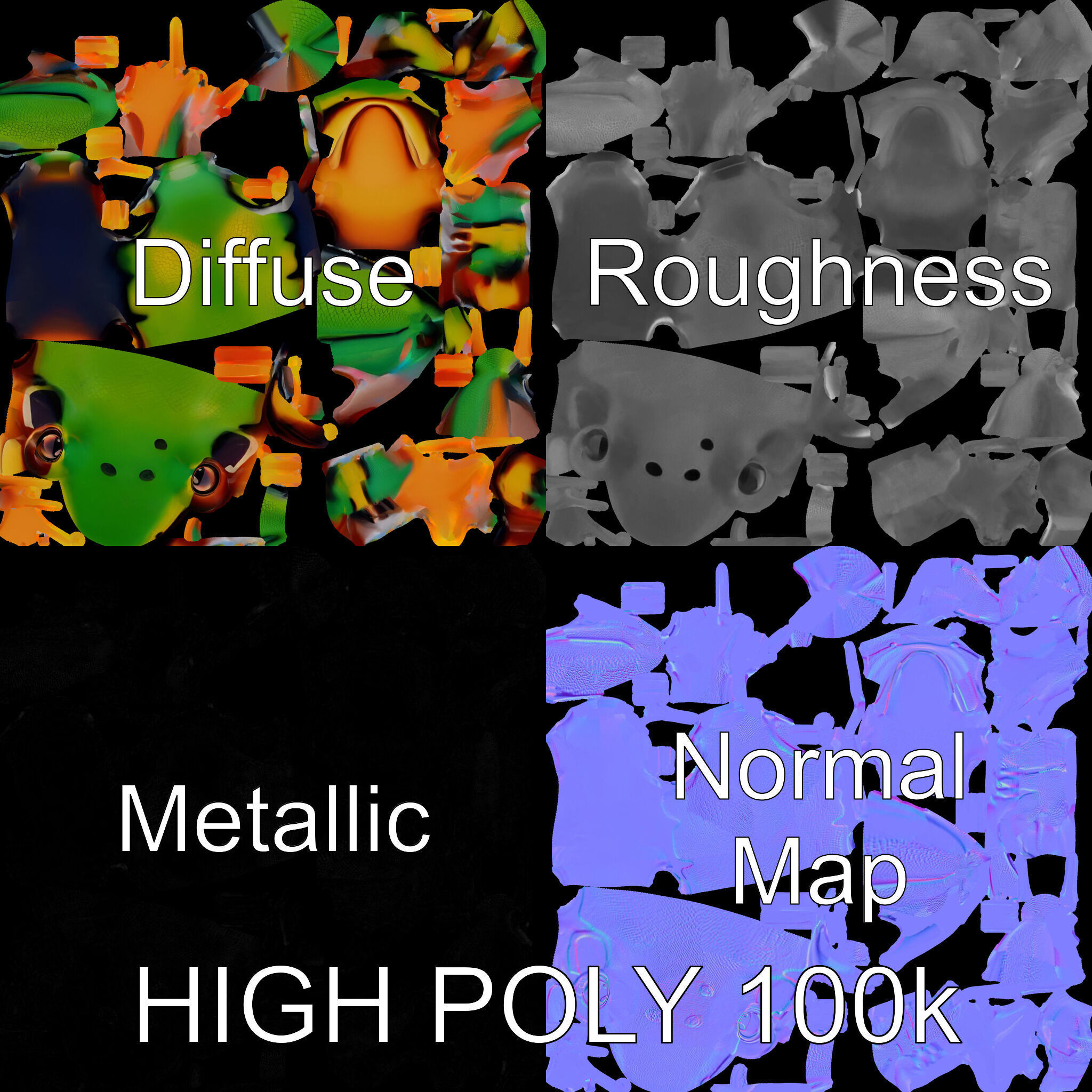 Colorful Frog D Model Pack Low-poly 3D model_3