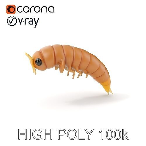 Realistic Larva Model Pack Low-poly 3D model
