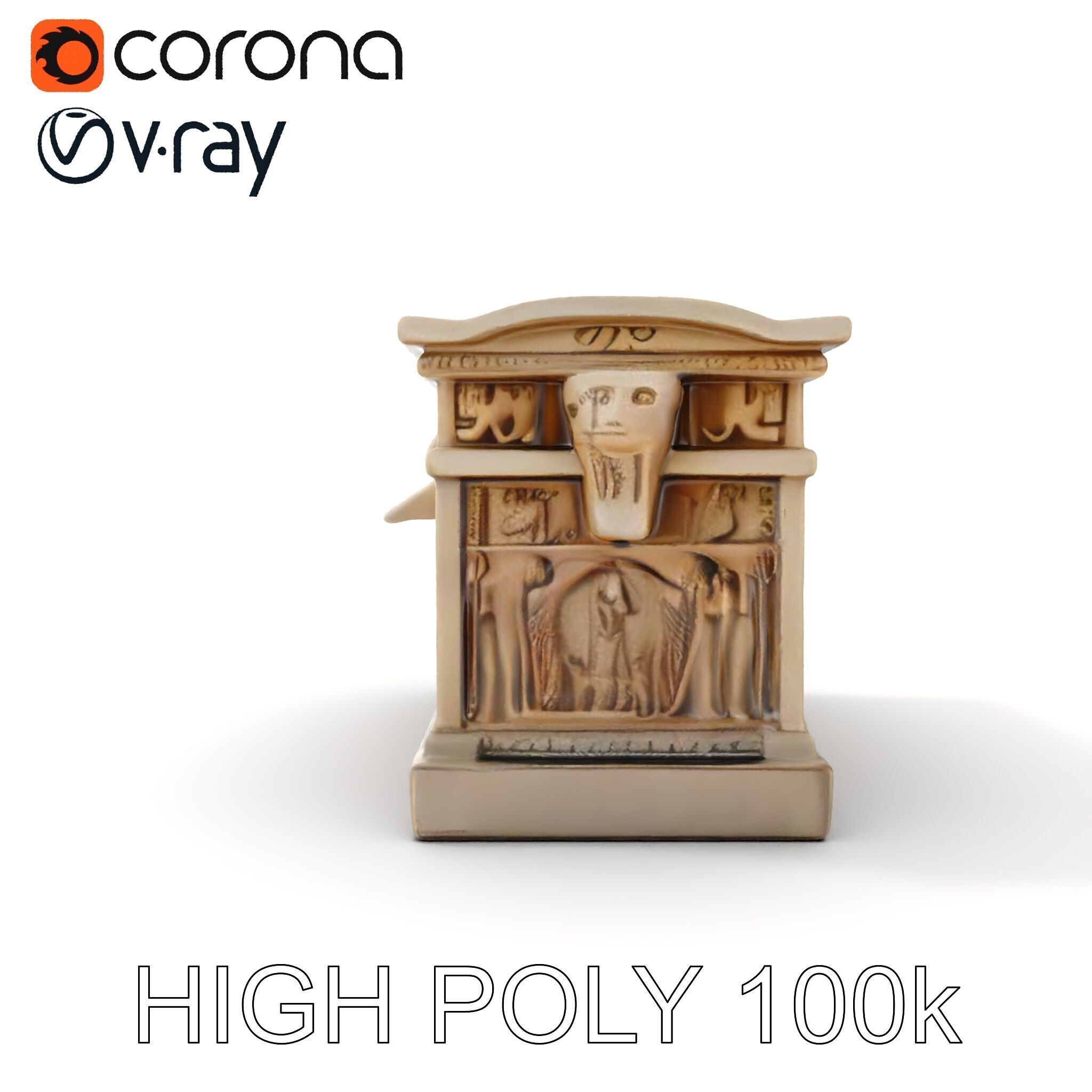 Ancient Egyptian Sarcophagus Model Pack with Hieroglyphics Low-poly 3D model_13