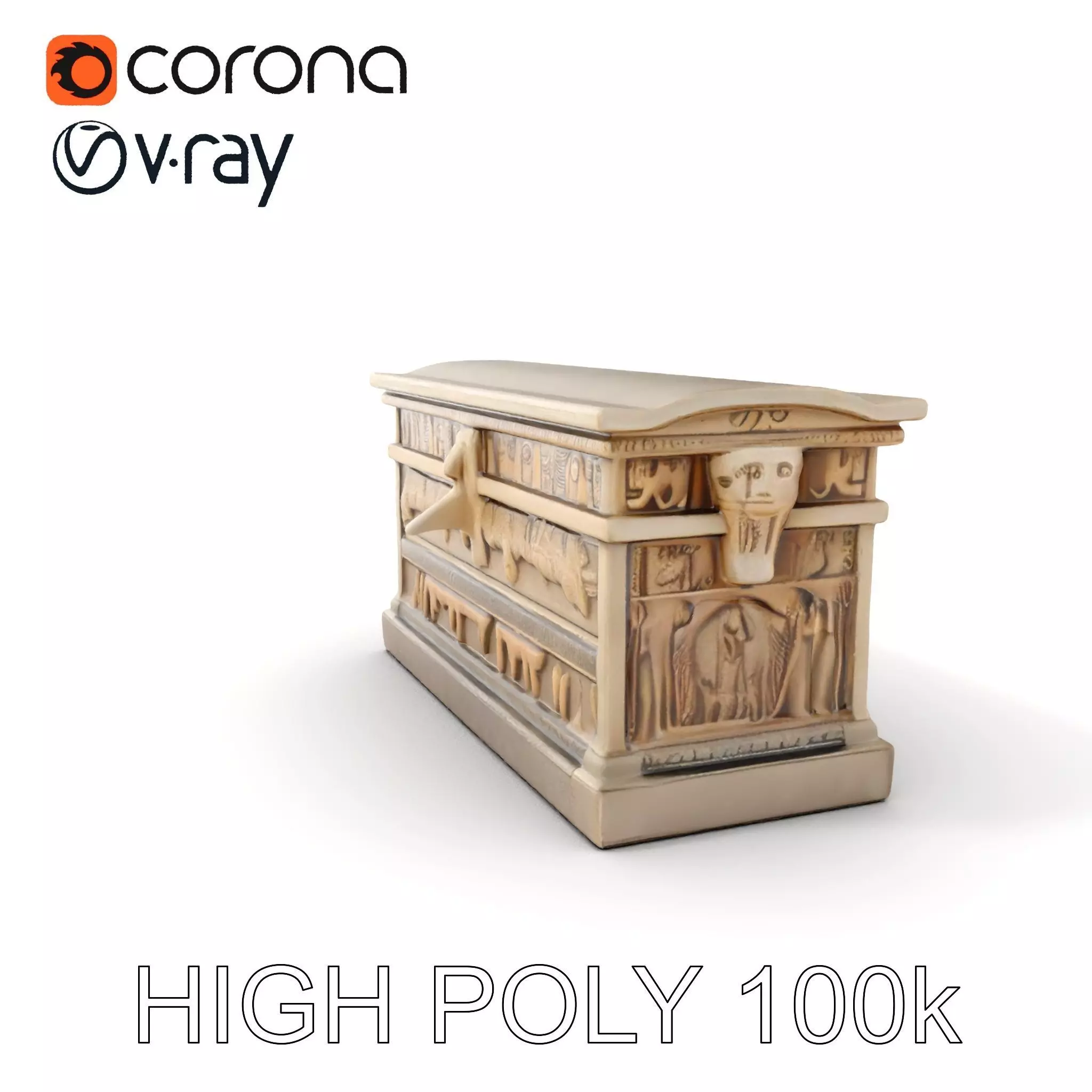 Ancient Egyptian Sarcophagus Model Pack with Hieroglyphics Low-poly 3D model_0