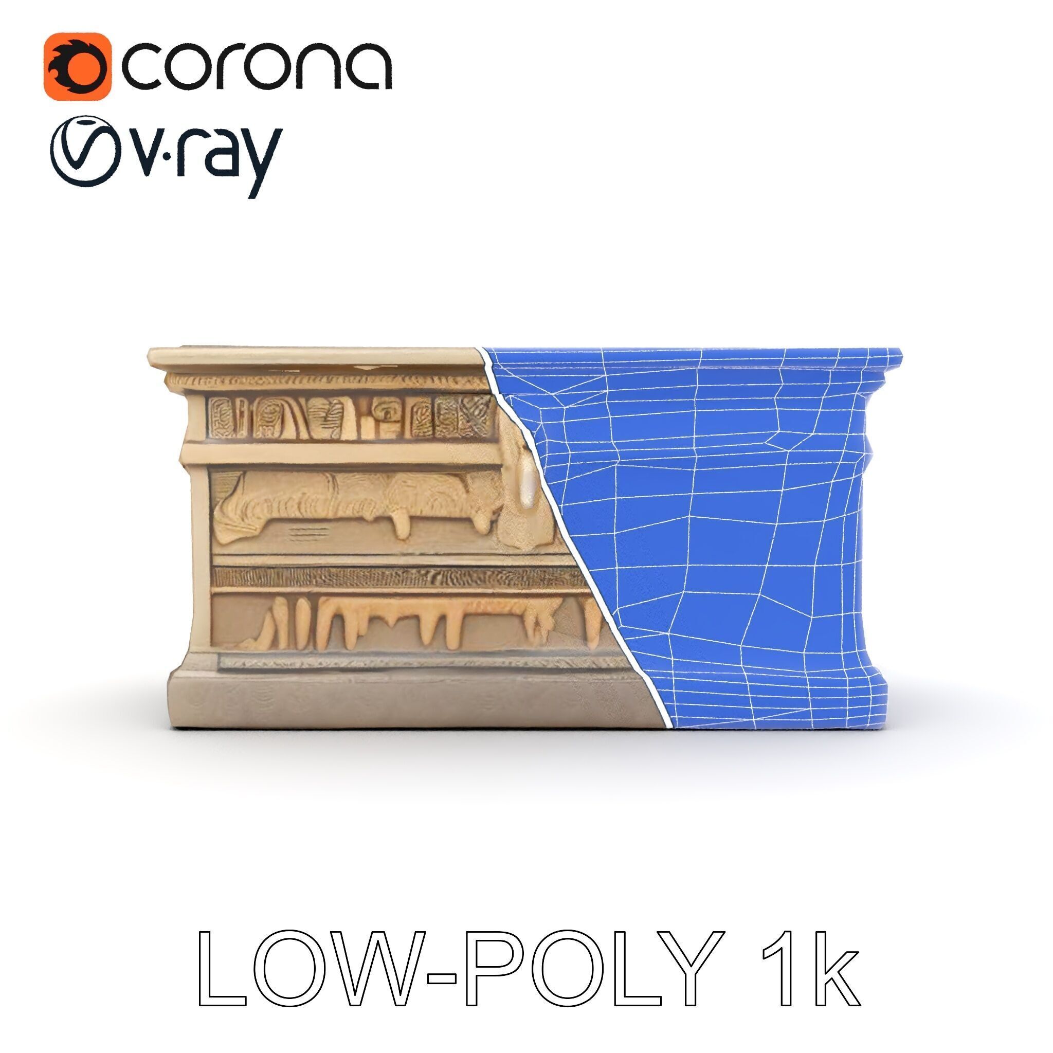 Ancient Egyptian Sarcophagus Model Pack with Hieroglyphics Low-poly 3D model_24