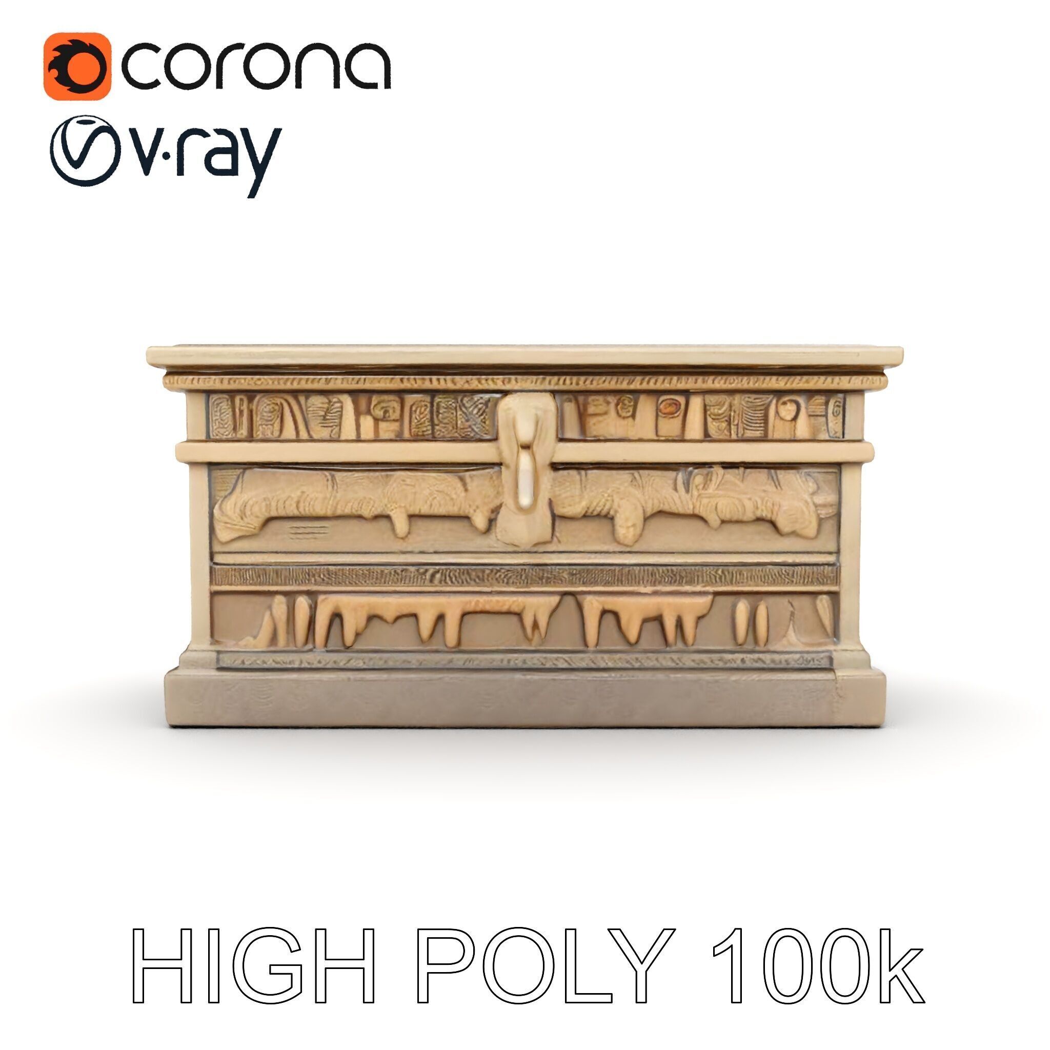 Ancient Egyptian Sarcophagus Model Pack with Hieroglyphics Low-poly 3D model_8