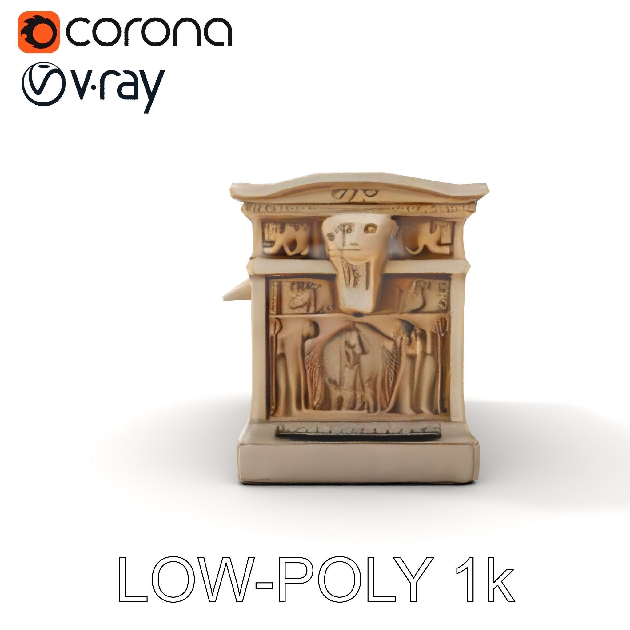 Ancient Egyptian Sarcophagus Model Pack with Hieroglyphics Low-poly 3D model_32