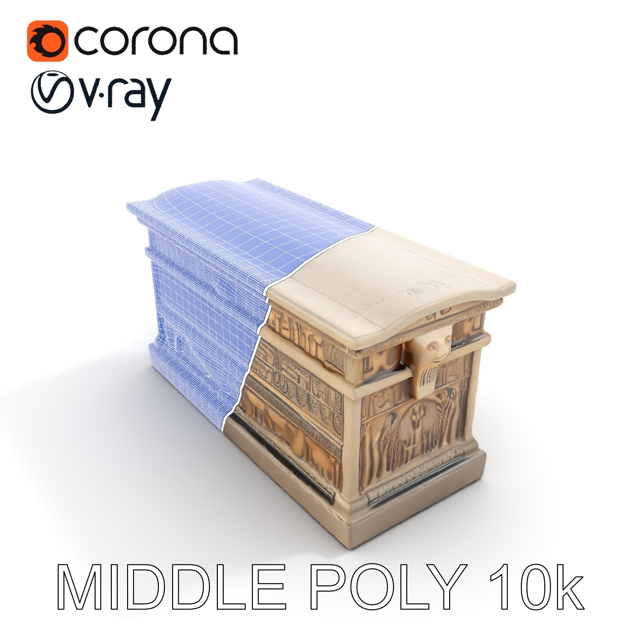 Ancient Egyptian Sarcophagus Model Pack with Hieroglyphics Low-poly 3D model_9