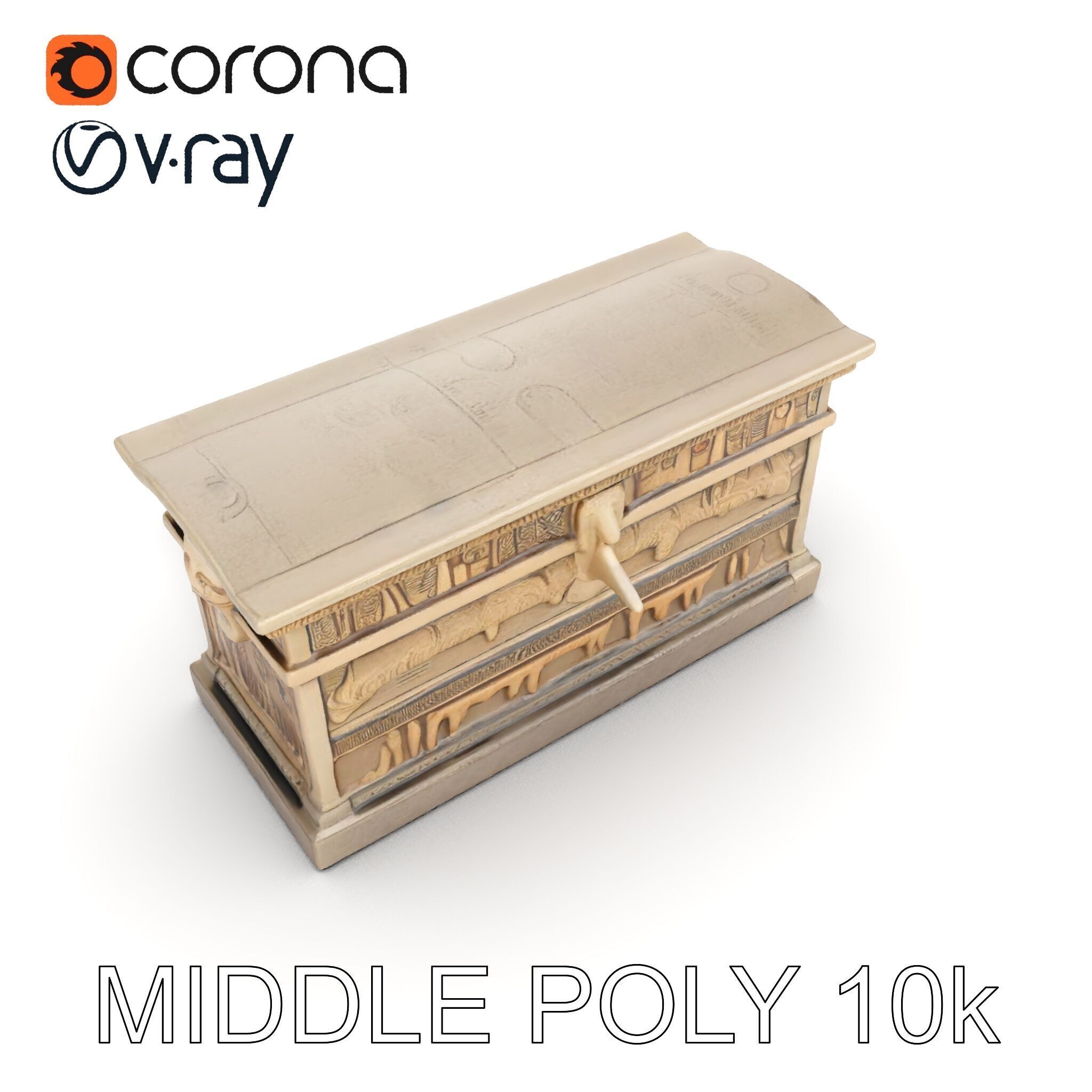 Ancient Egyptian Sarcophagus Model Pack with Hieroglyphics Low-poly 3D model_23