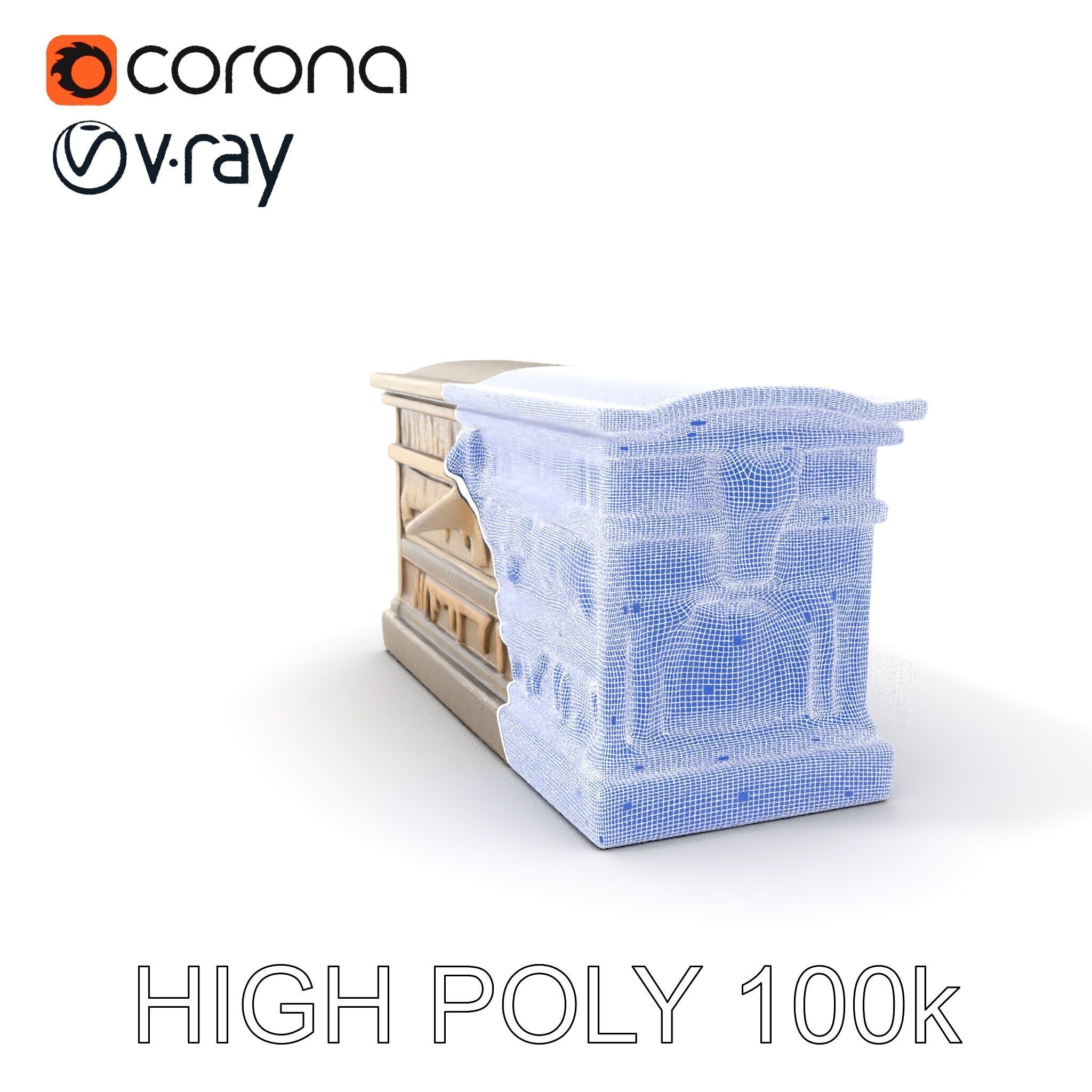 Ancient Egyptian Sarcophagus Model Pack with Hieroglyphics Low-poly 3D model_4