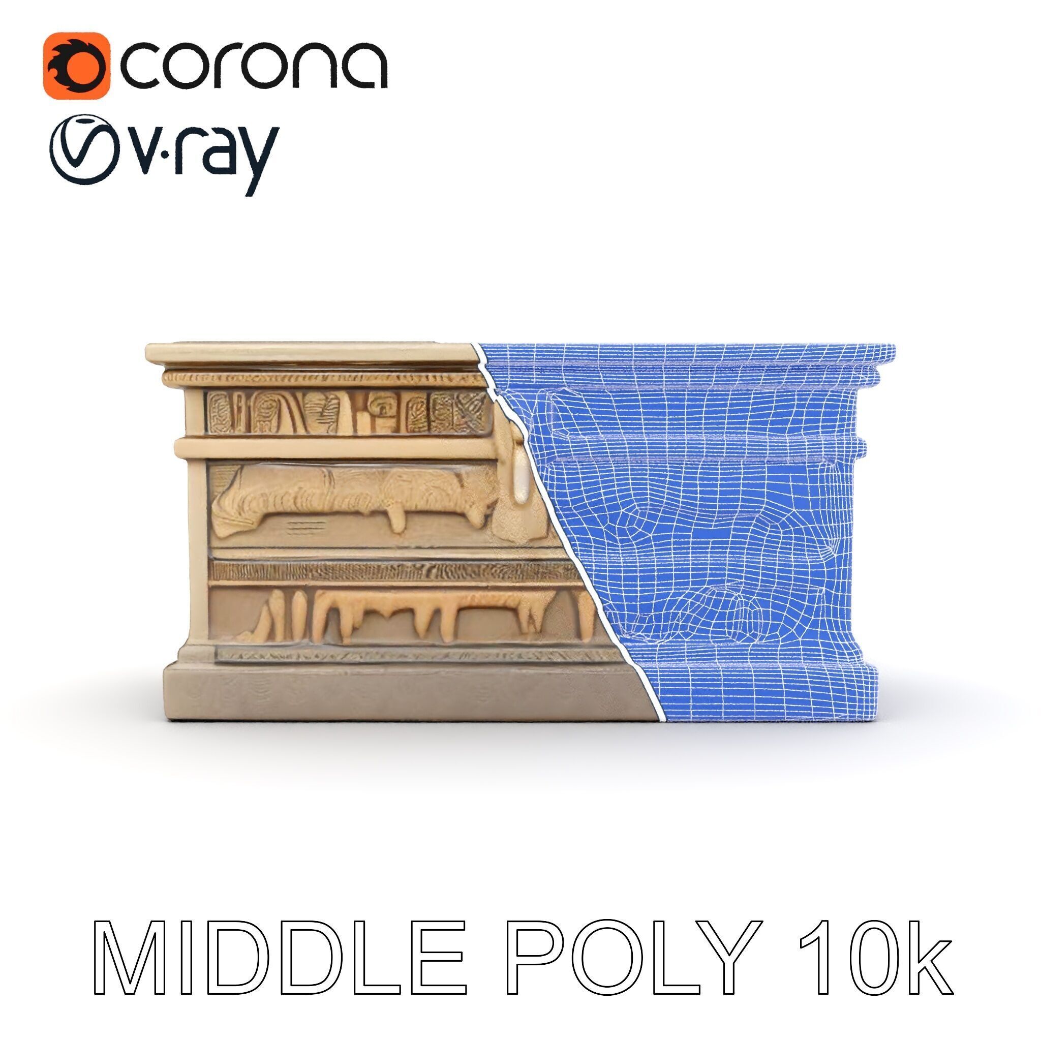 Ancient Egyptian Sarcophagus Model Pack with Hieroglyphics Low-poly 3D model_14