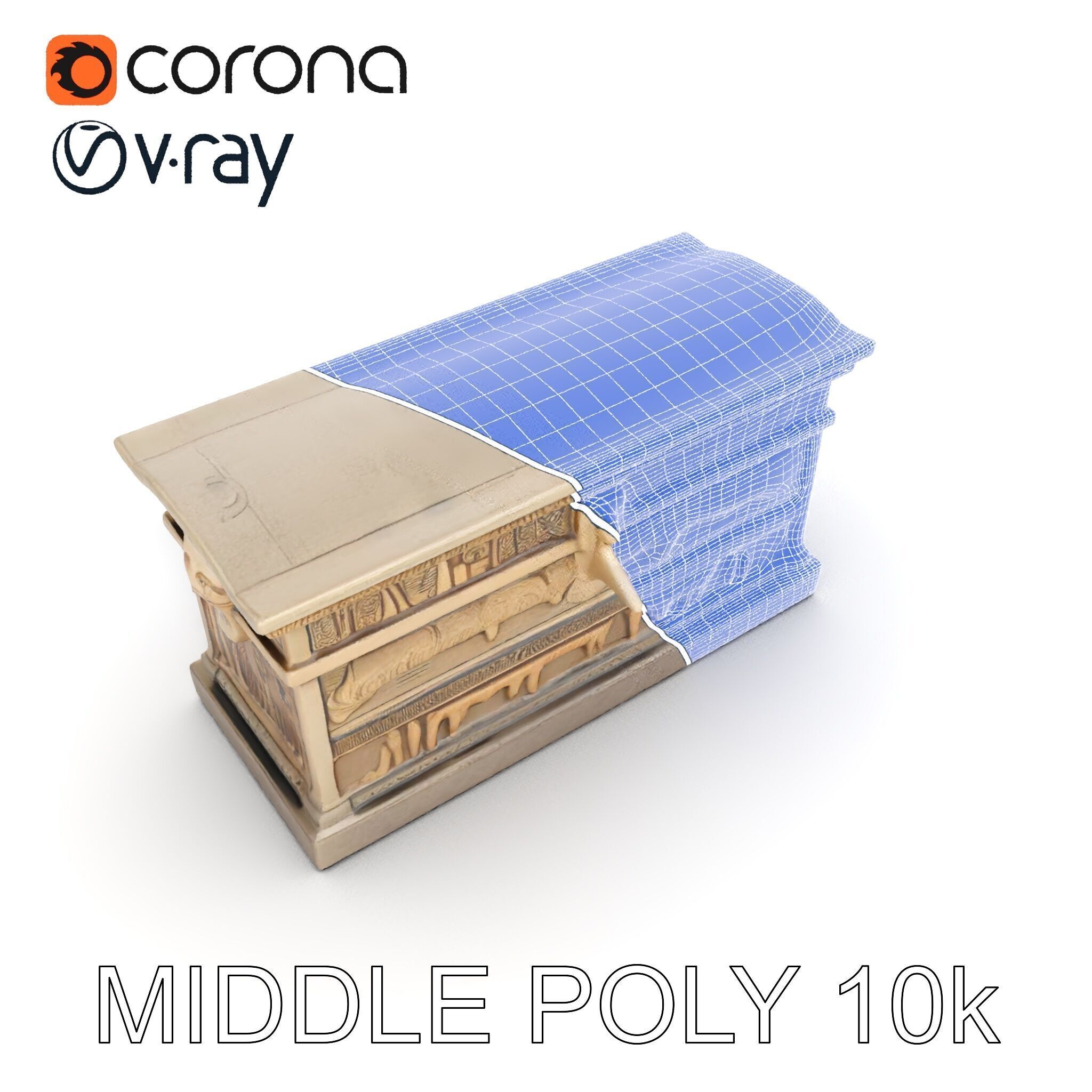 Ancient Egyptian Sarcophagus Model Pack with Hieroglyphics Low-poly 3D model_28